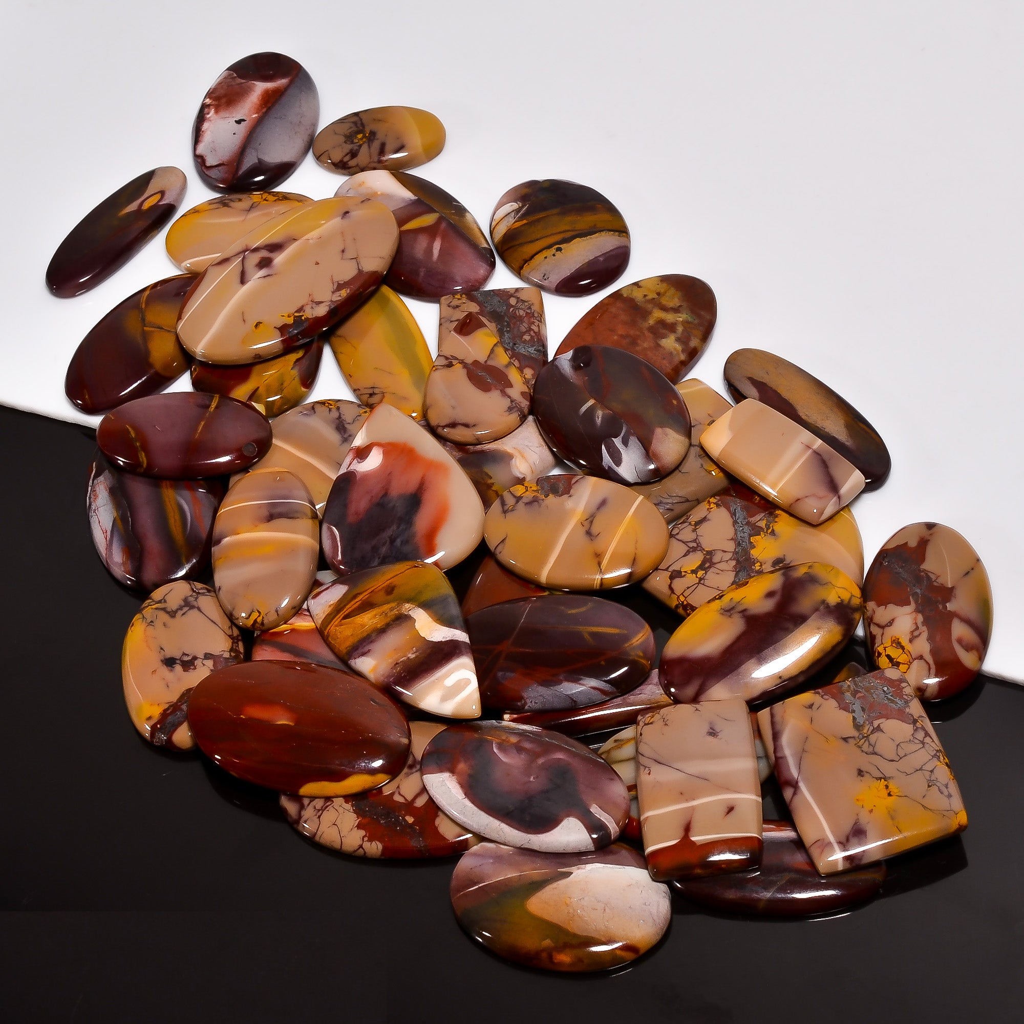 Authentic Natural Mookaite Jasper Cabochons – Wholesale Gemstone Lot for Jewelry Makers