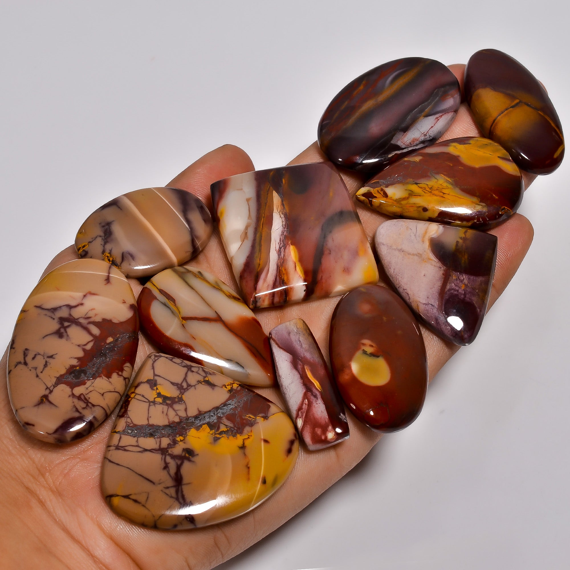 Authentic Natural Mookaite Jasper Cabochons – Wholesale Gemstone Lot for Jewelry Makers