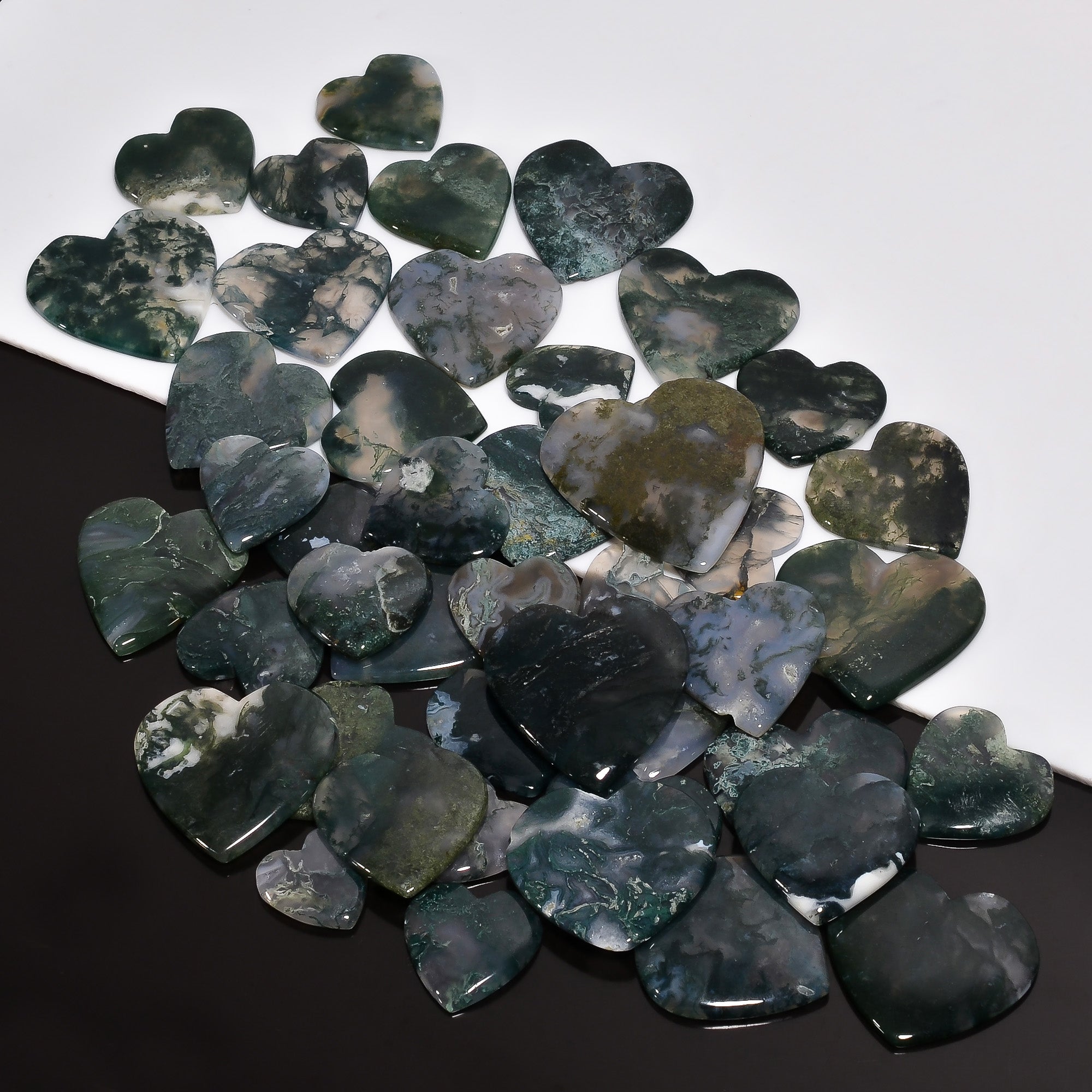 Bulk Natural Moss Agate Heart Cabochon Gemstone Lot – Wholesale Jewelry Supplies