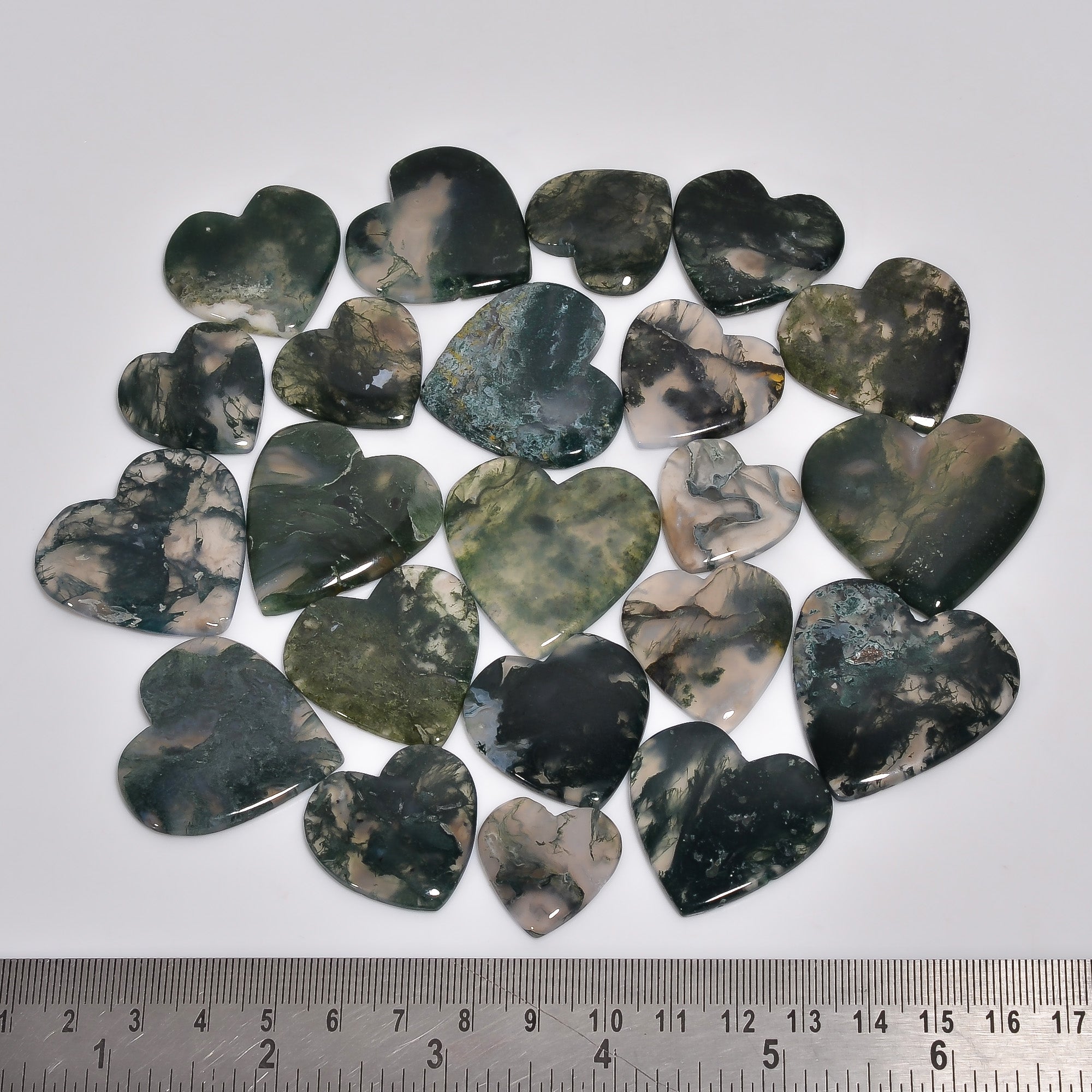 Bulk Natural Moss Agate Heart Cabochon Gemstone Lot – Wholesale Jewelry Supplies