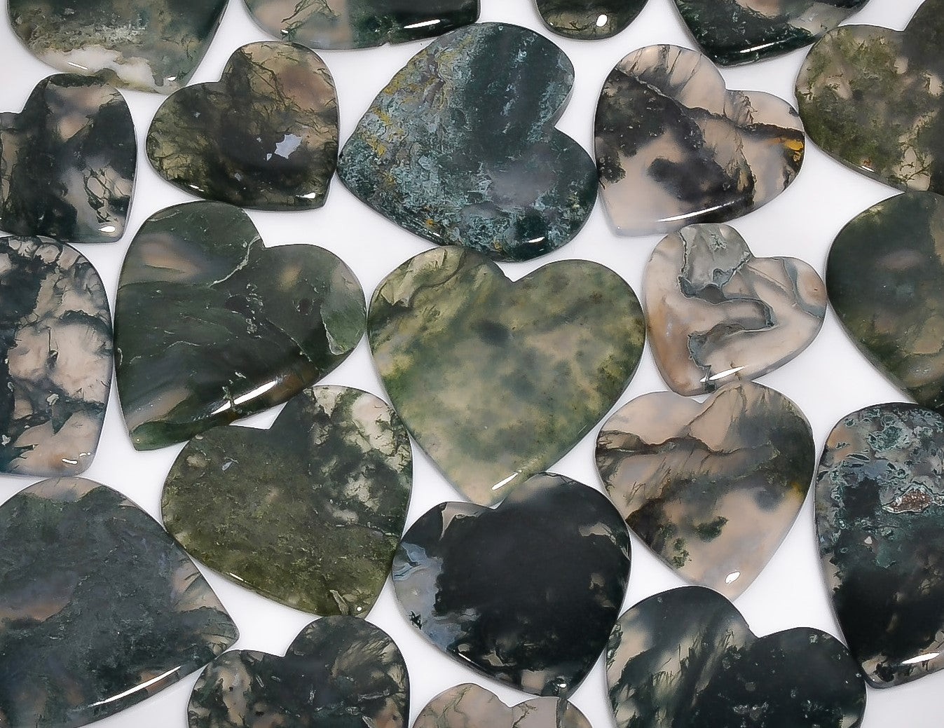 Bulk Natural Moss Agate Heart Cabochon Gemstone Lot – Wholesale Jewelry Supplies