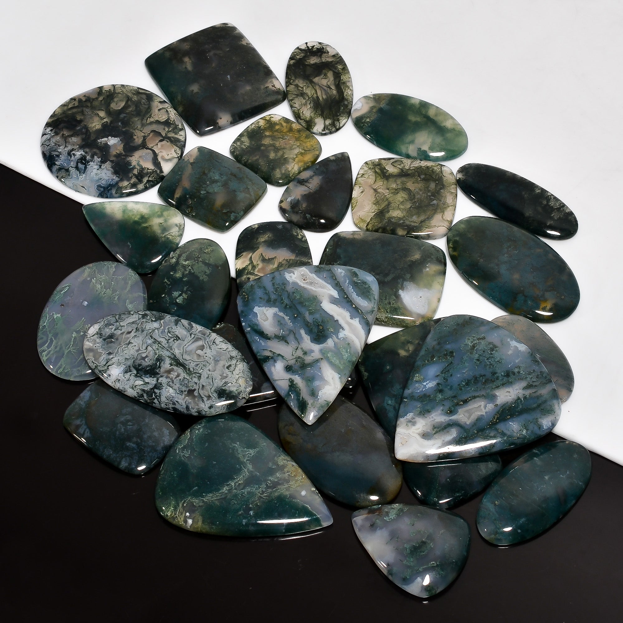 Wholesale Moss Agate Cabochons – Polished Gemstones for Craft & Jewelry