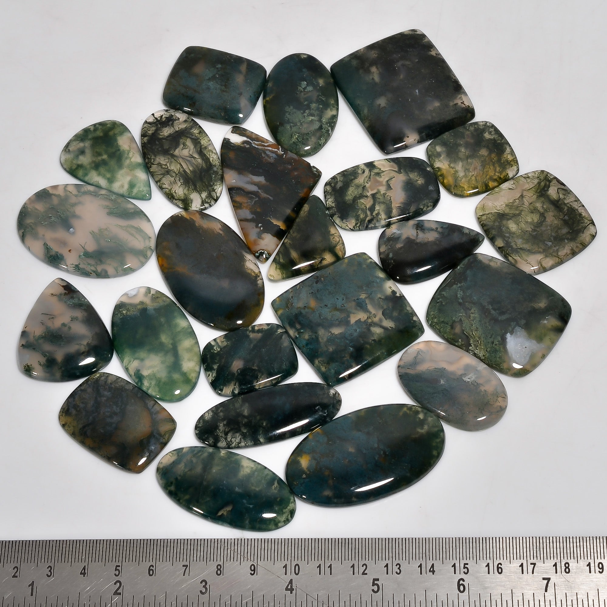 Wholesale Moss Agate Cabochons – Polished Gemstones for Craft & Jewelry