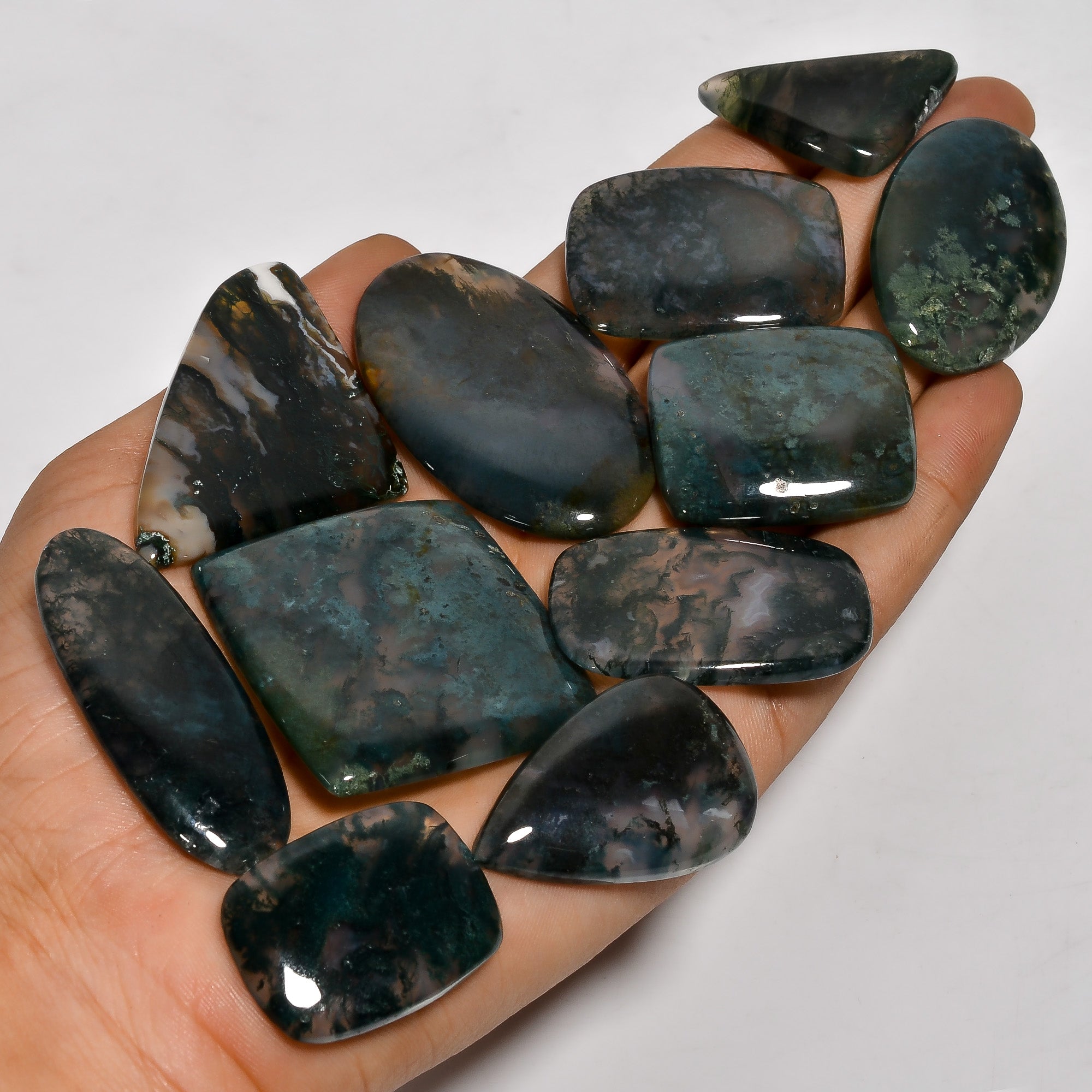 Wholesale Moss Agate Cabochons – Polished Gemstones for Craft & Jewelry