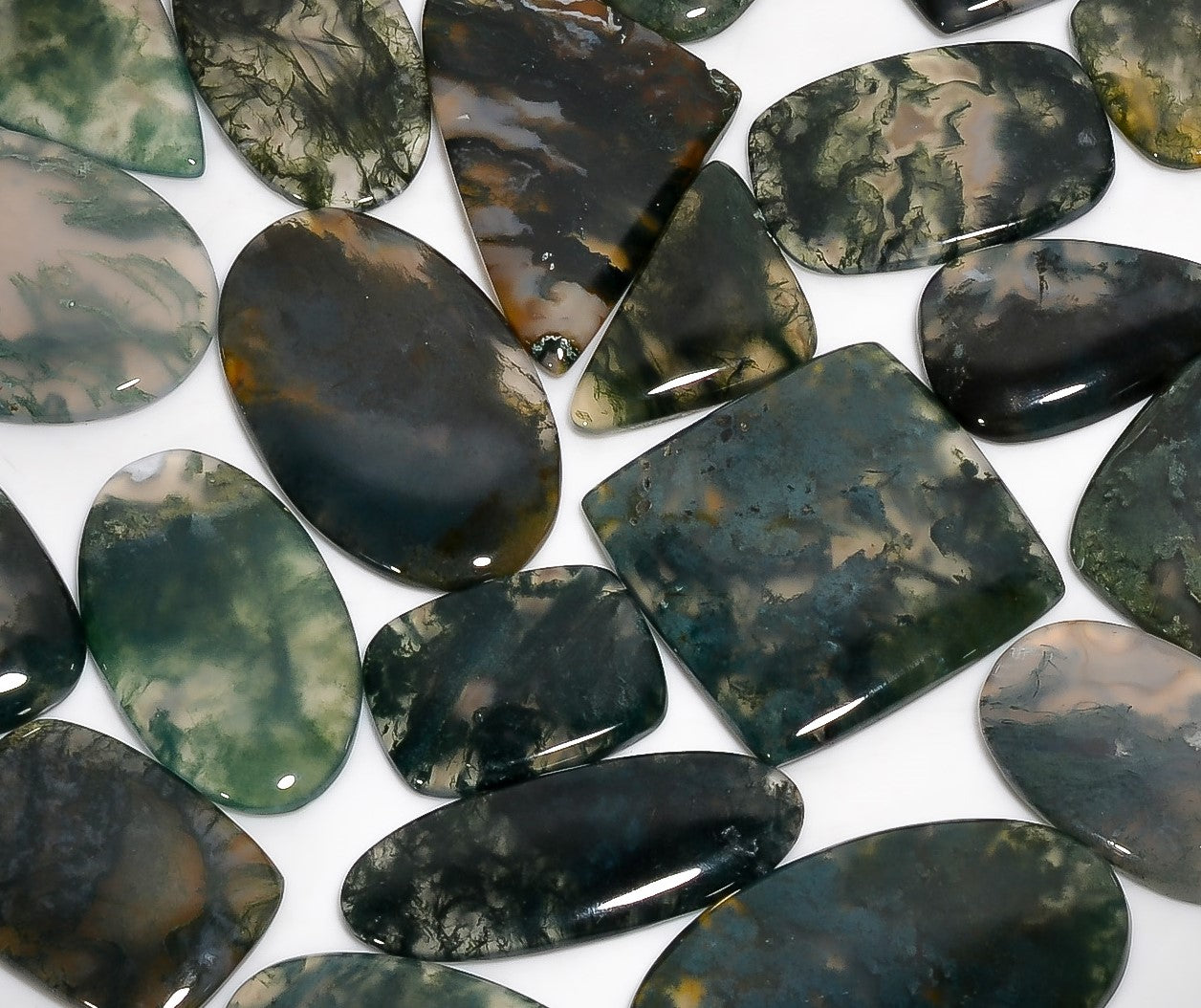 Wholesale Moss Agate Cabochons – Polished Gemstones for Craft & Jewelry
