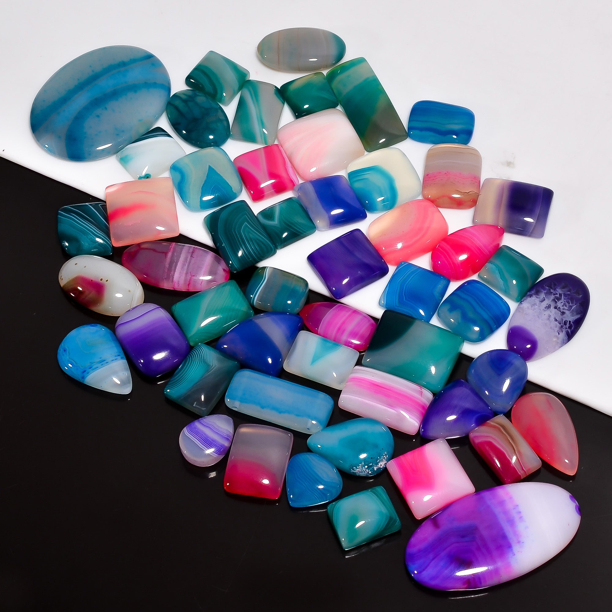 Natural Gemstone Cabochons – Premium Quality Multi Botswana Agate in Bulk Lots