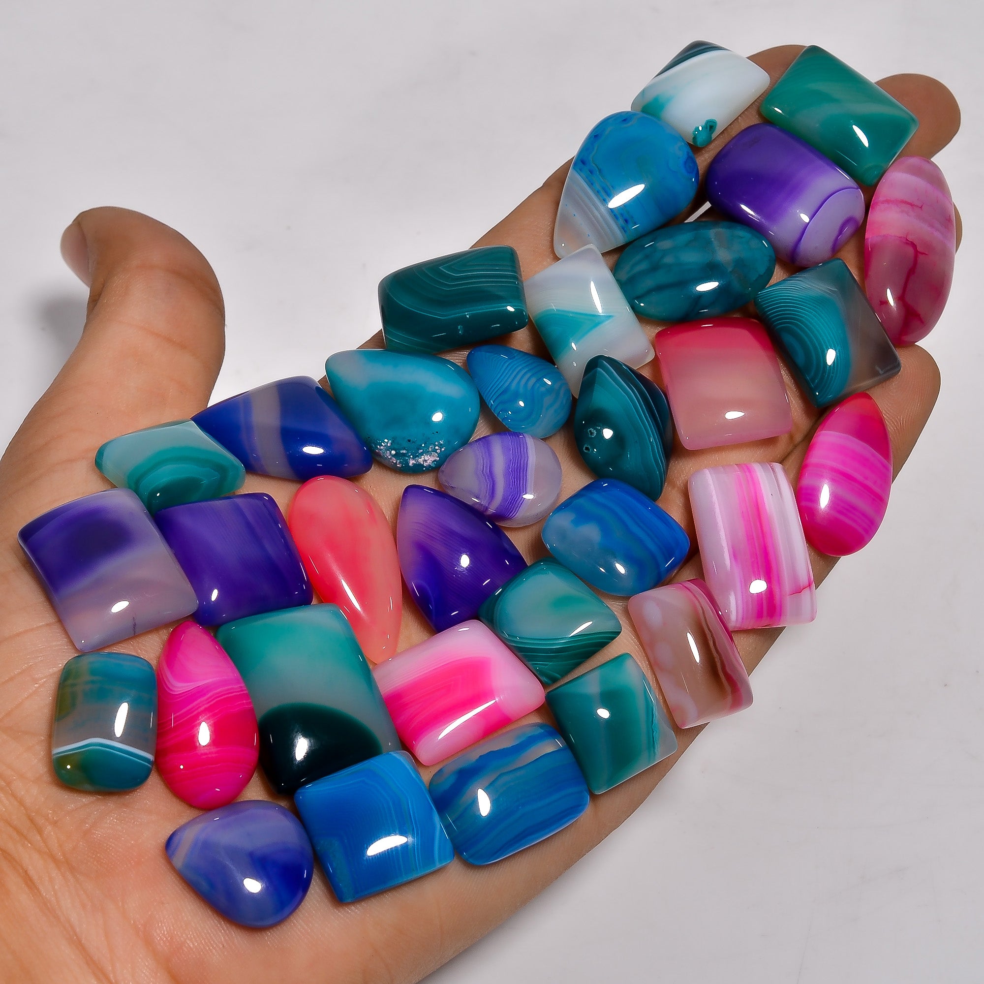 Natural Gemstone Cabochons – Premium Quality Multi Botswana Agate in Bulk Lots