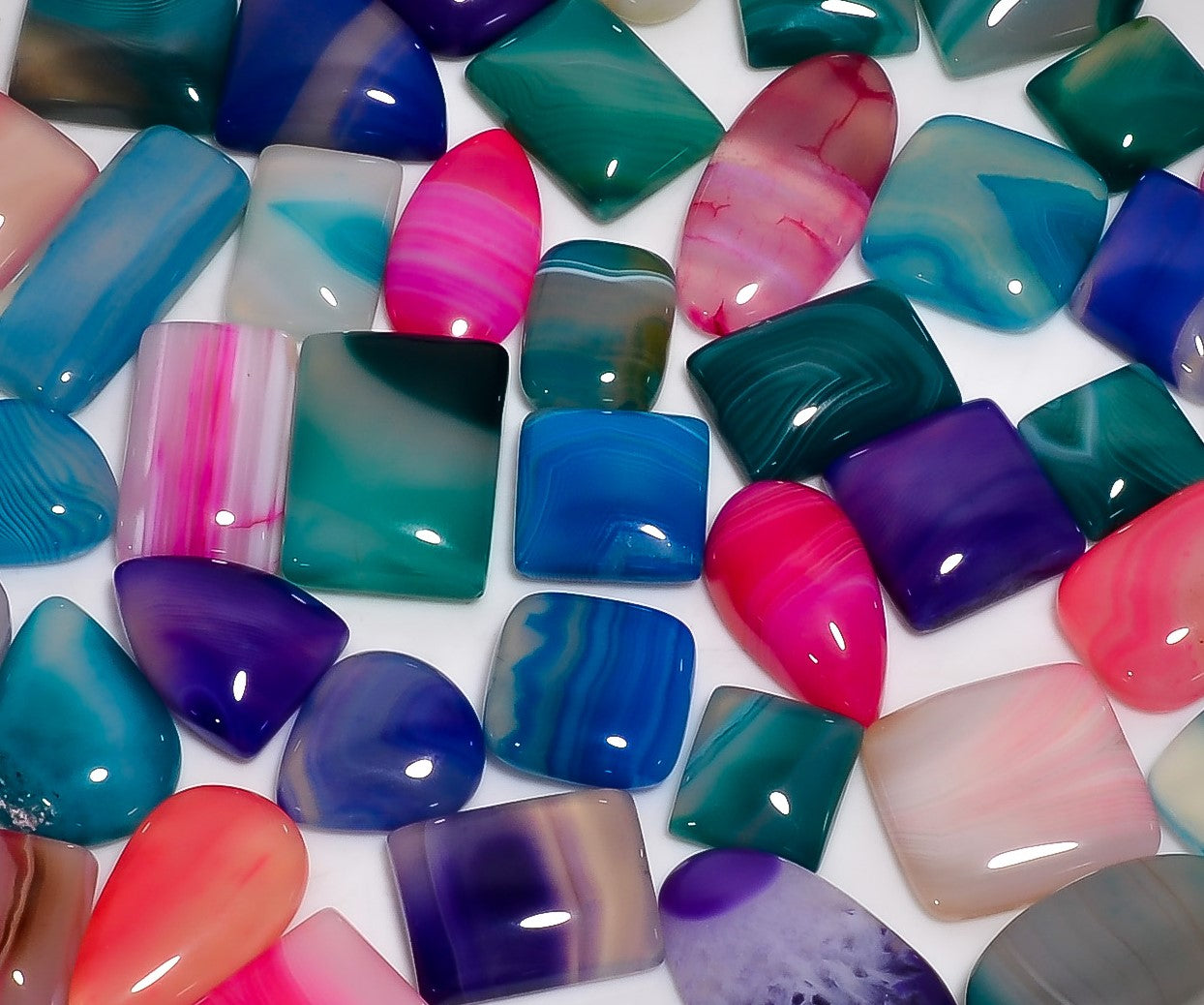 Natural Gemstone Cabochons – Premium Quality Multi Botswana Agate in Bulk Lots