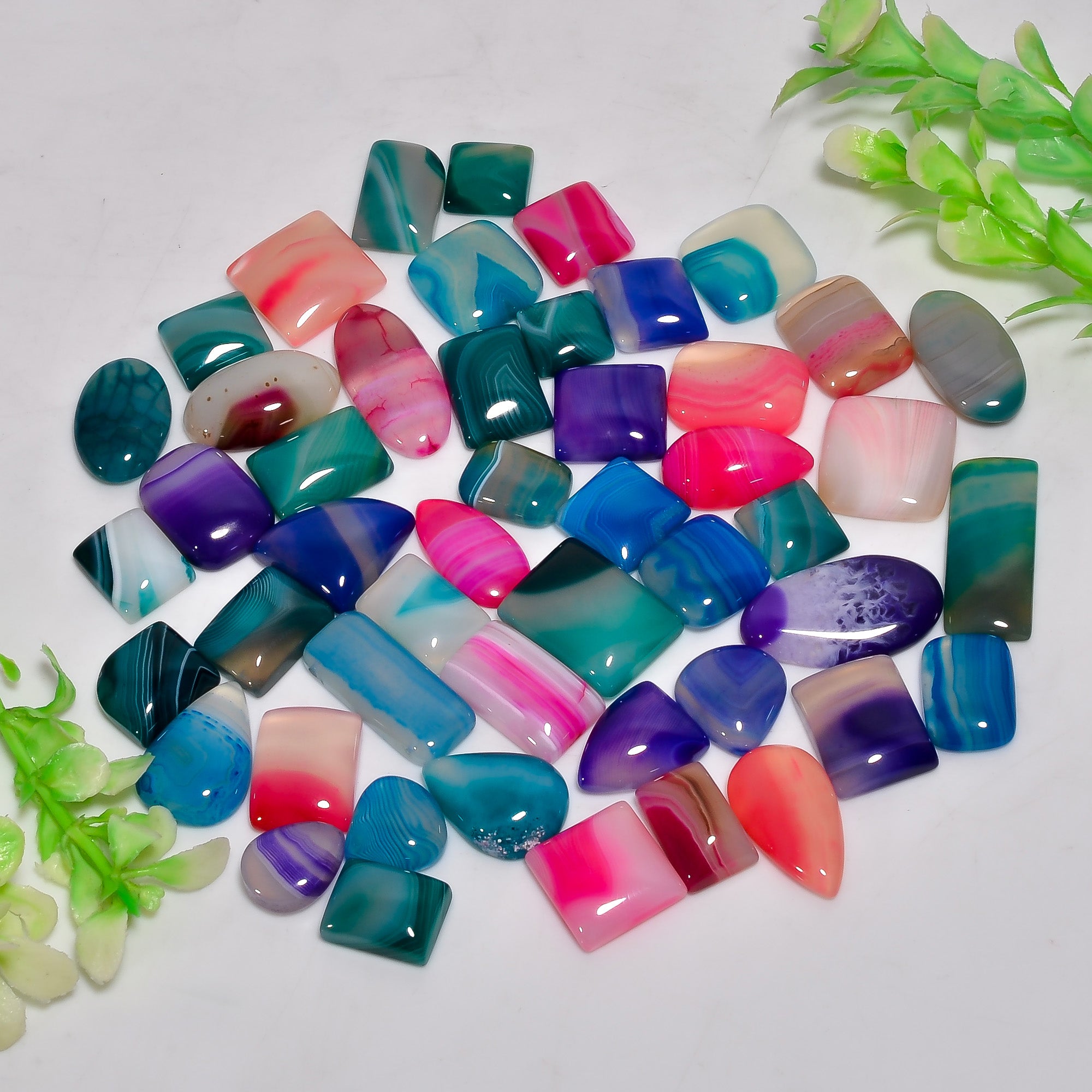 Natural Gemstone Cabochons – Premium Quality Multi Botswana Agate in Bulk Lots