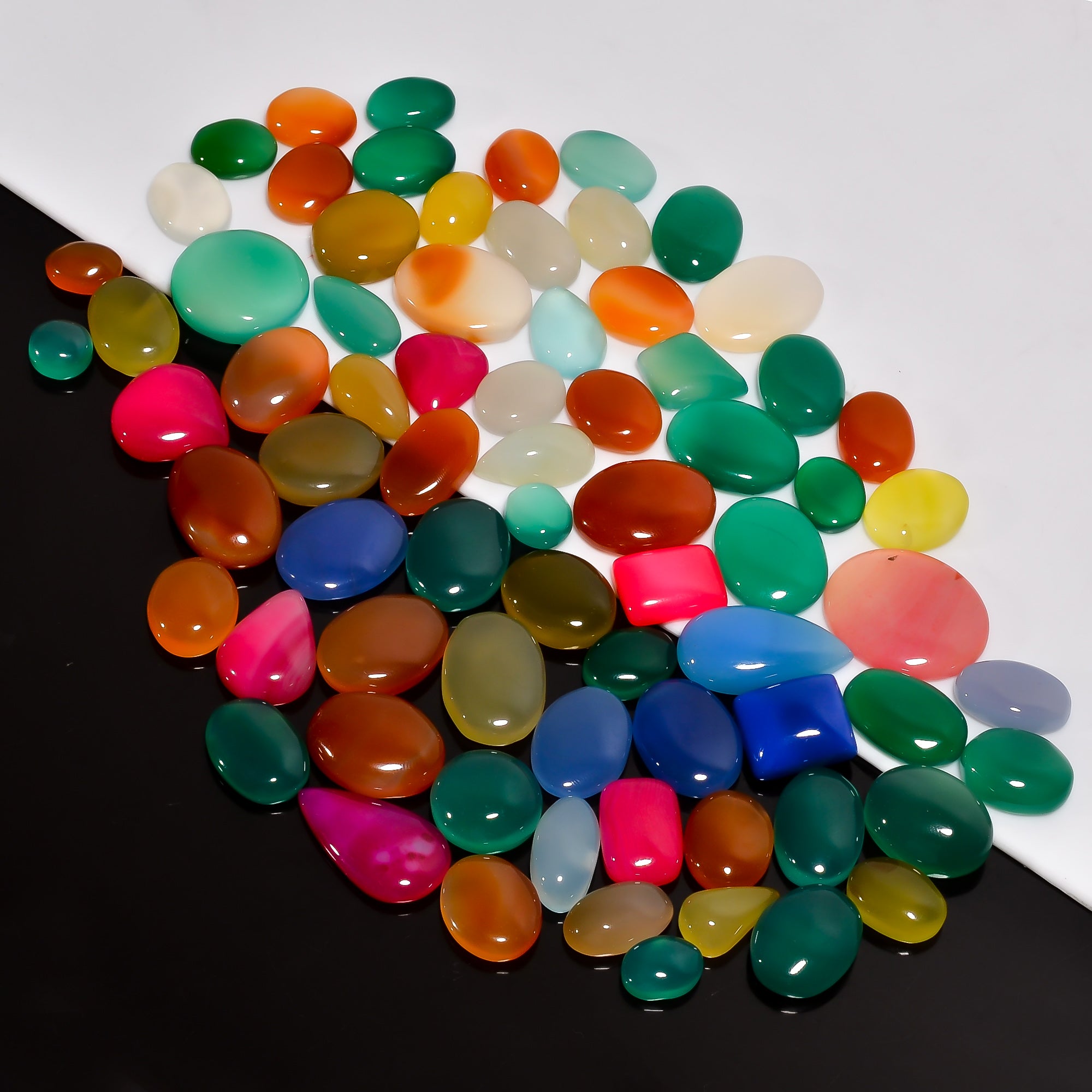 Earth Mined Multi Chalcedony Cabochon Lot – Bulk Wholesale Gemstones for Setting