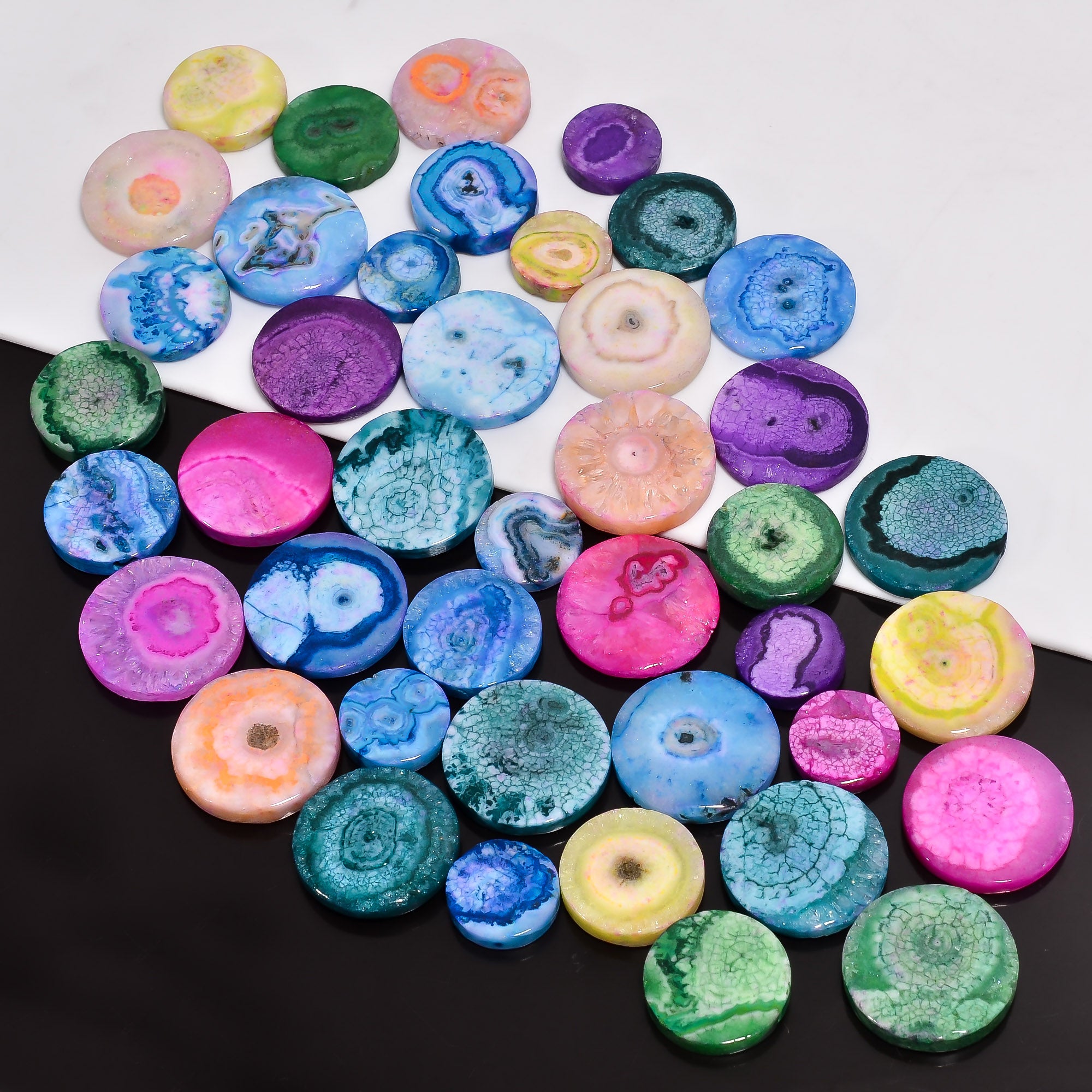 Handpicked Natural Solar Quartz Druzy Cabochons – Wholesale Lots for Jewelers & Collectors