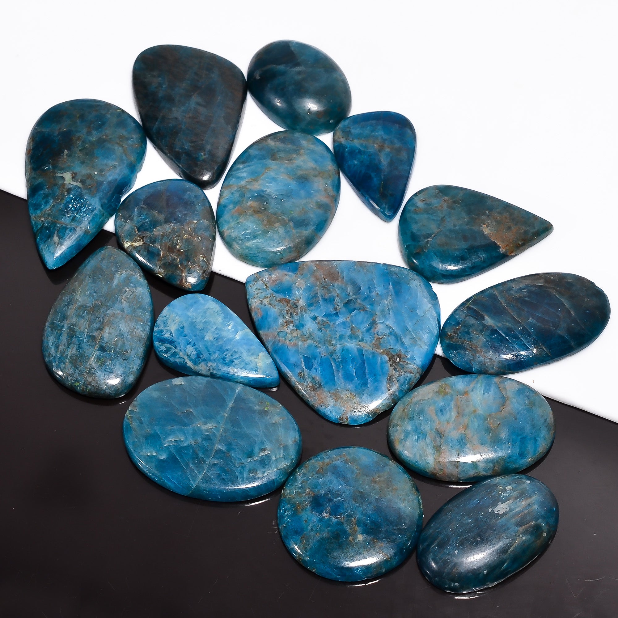 Wholesale Blue Apatite Cabochon Lot - Top Quality Flash | Thewholesalegemstone