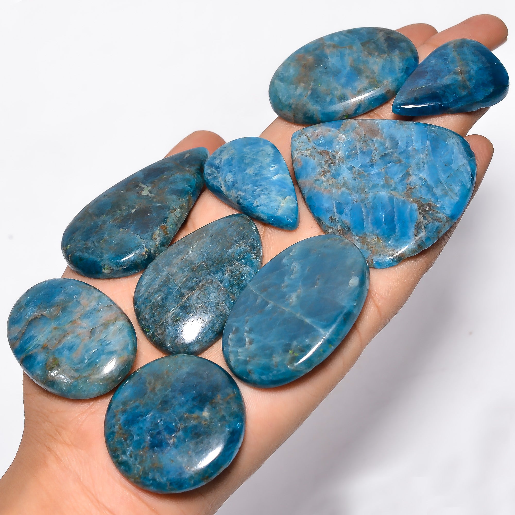 Wholesale Blue Apatite Cabochon Lot - Top Quality Flash | Thewholesalegemstone