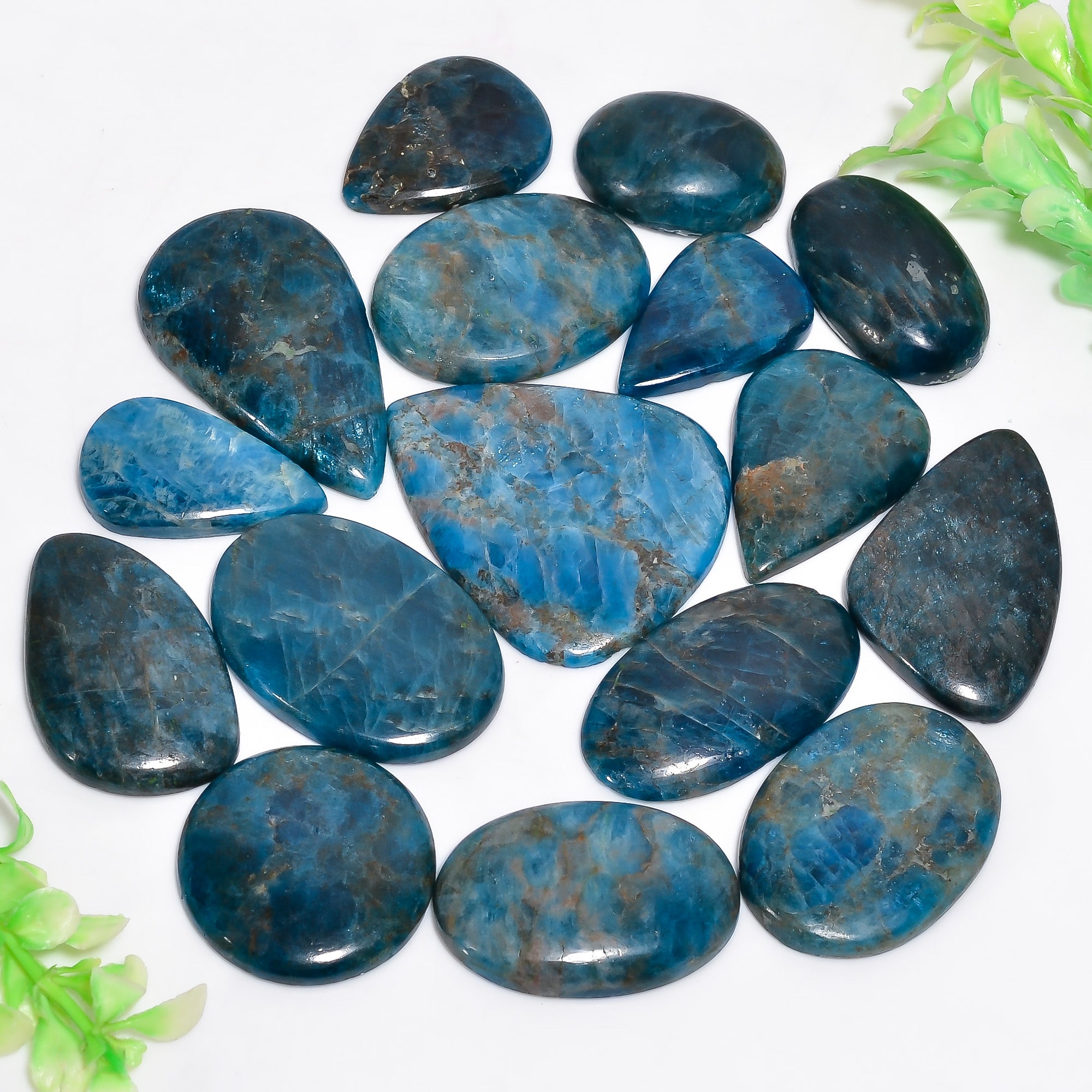 Wholesale Blue Apatite Cabochon Lot - Top Quality Flash | Thewholesalegemstone
