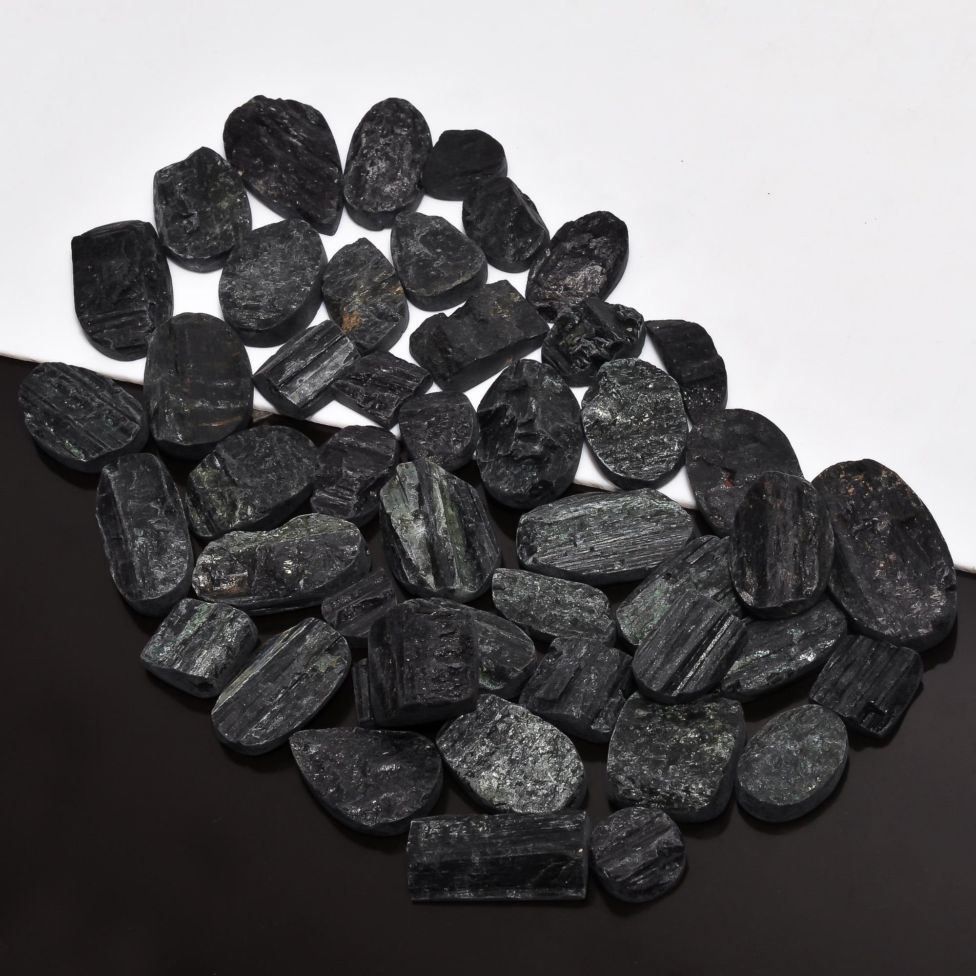 AAA Grade Natural Black Tourmaline Gemstone Cabochons – Wholesale Lot Collection