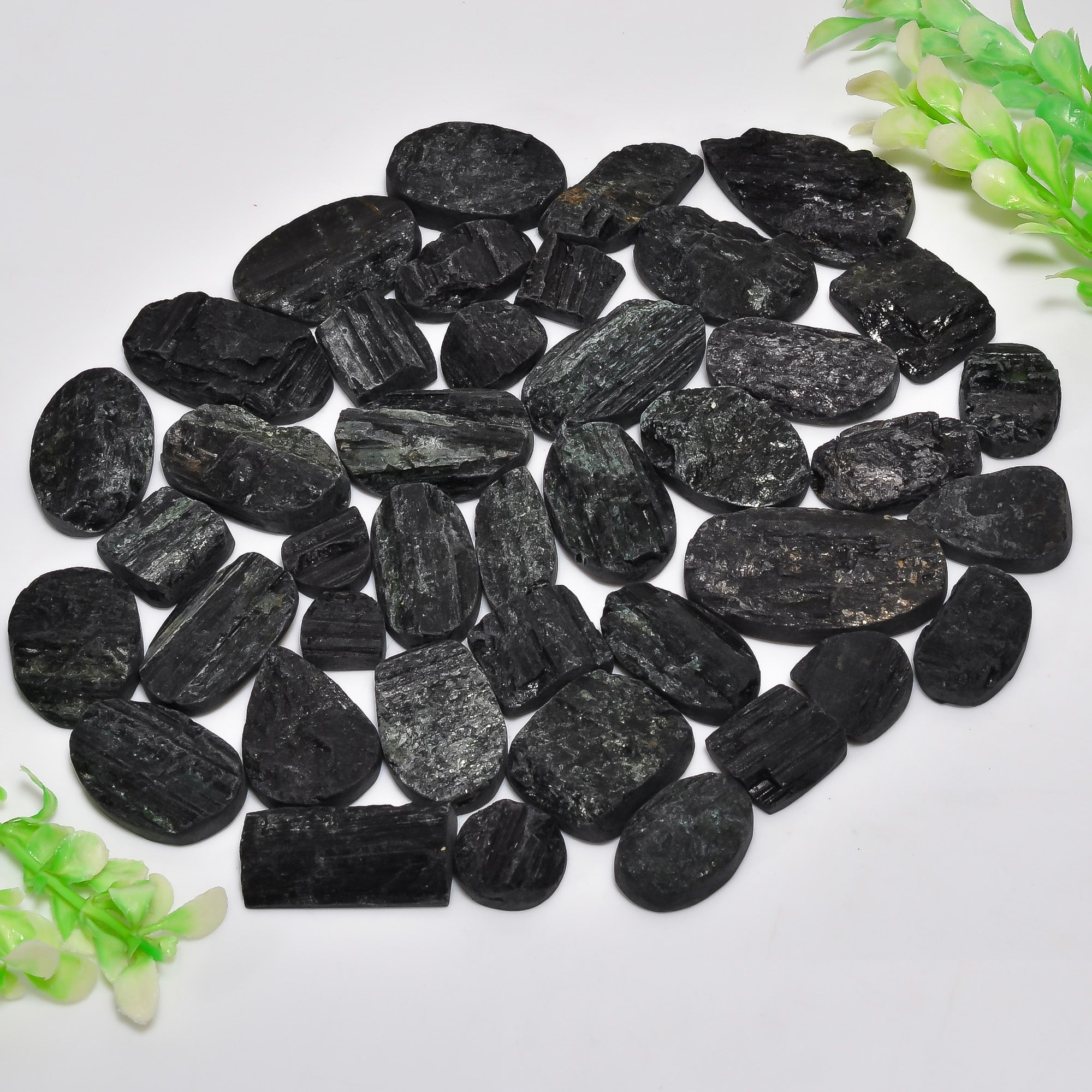 AAA Grade Natural Black Tourmaline Gemstone Cabochons – Wholesale Lot Collection