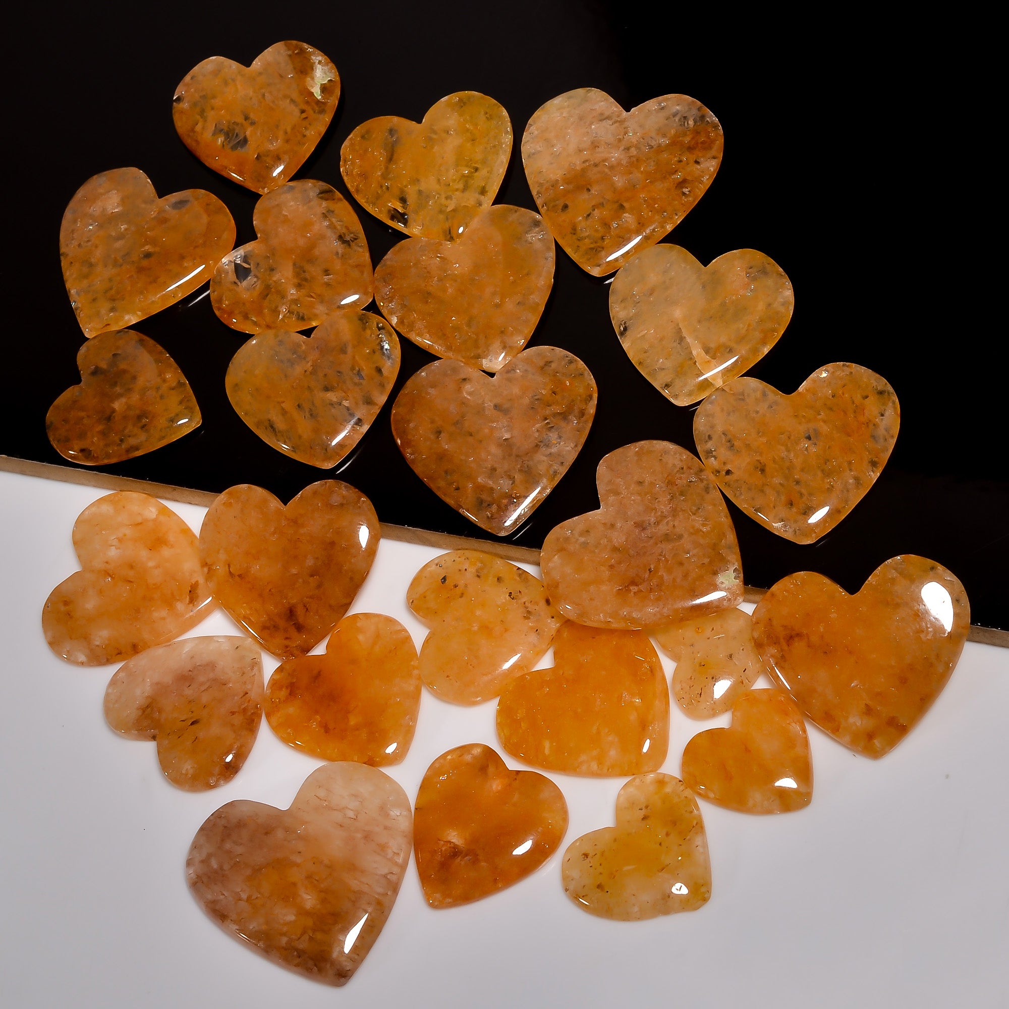Authentic Natural Orange Aventurine Heart Cabochon Gemstones – Large Wholesale Parcel