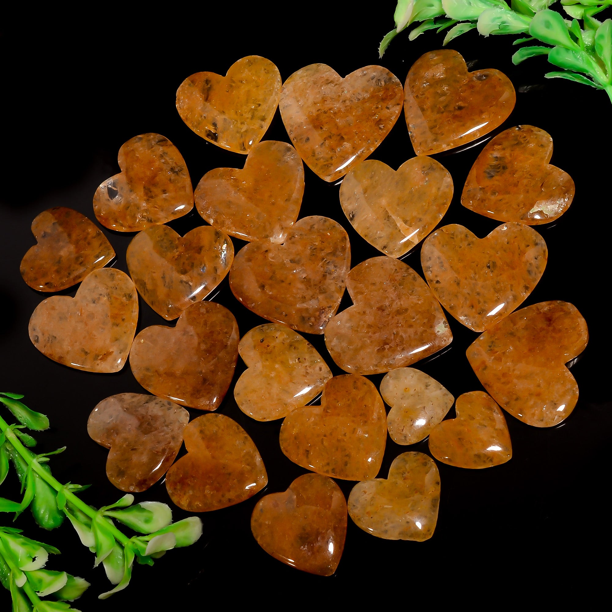 Authentic Natural Orange Aventurine Heart Cabochon Gemstones – Large Wholesale Parcel