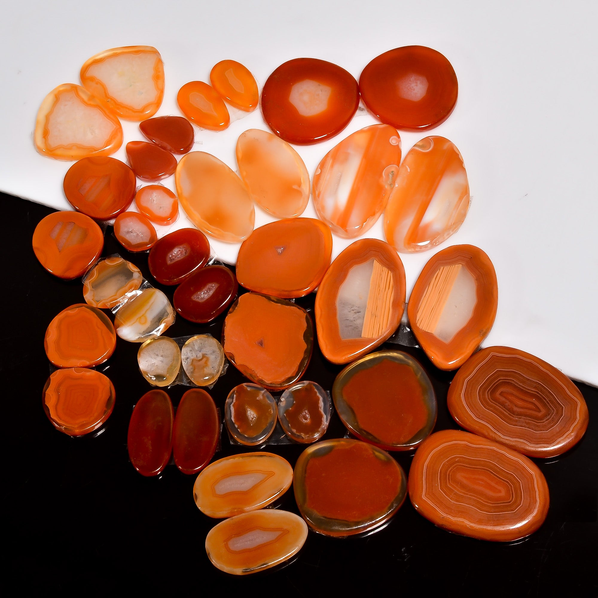 Wholesale Gem Supply – Hand-Polished Natural Orange botswana Pair Cabochons