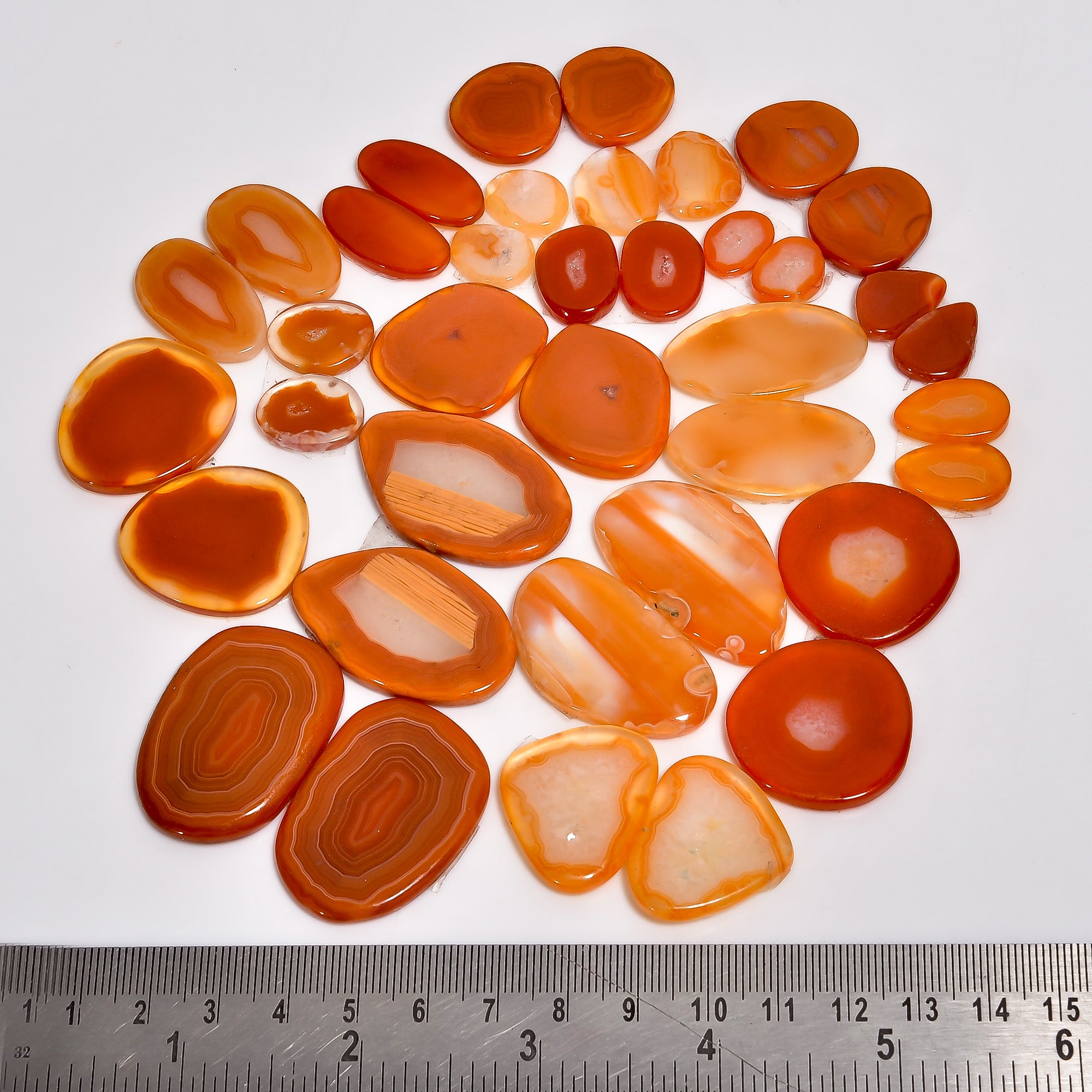 Wholesale Gem Supply – Hand-Polished Natural Orange botswana Pair Cabochons