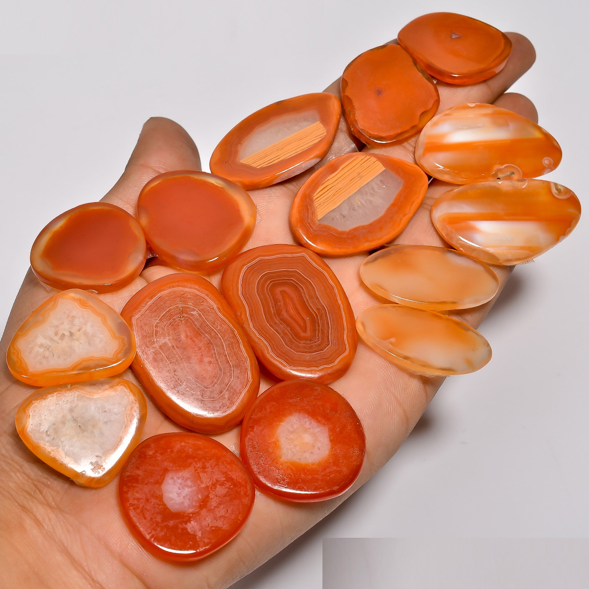 Wholesale Gem Supply – Hand-Polished Natural Orange botswana Pair Cabochons