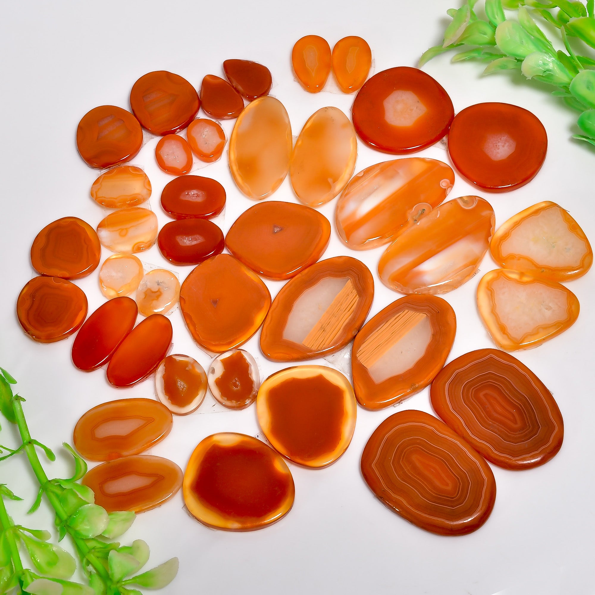 Wholesale Gem Supply – Hand-Polished Natural Orange botswana Pair Cabochons