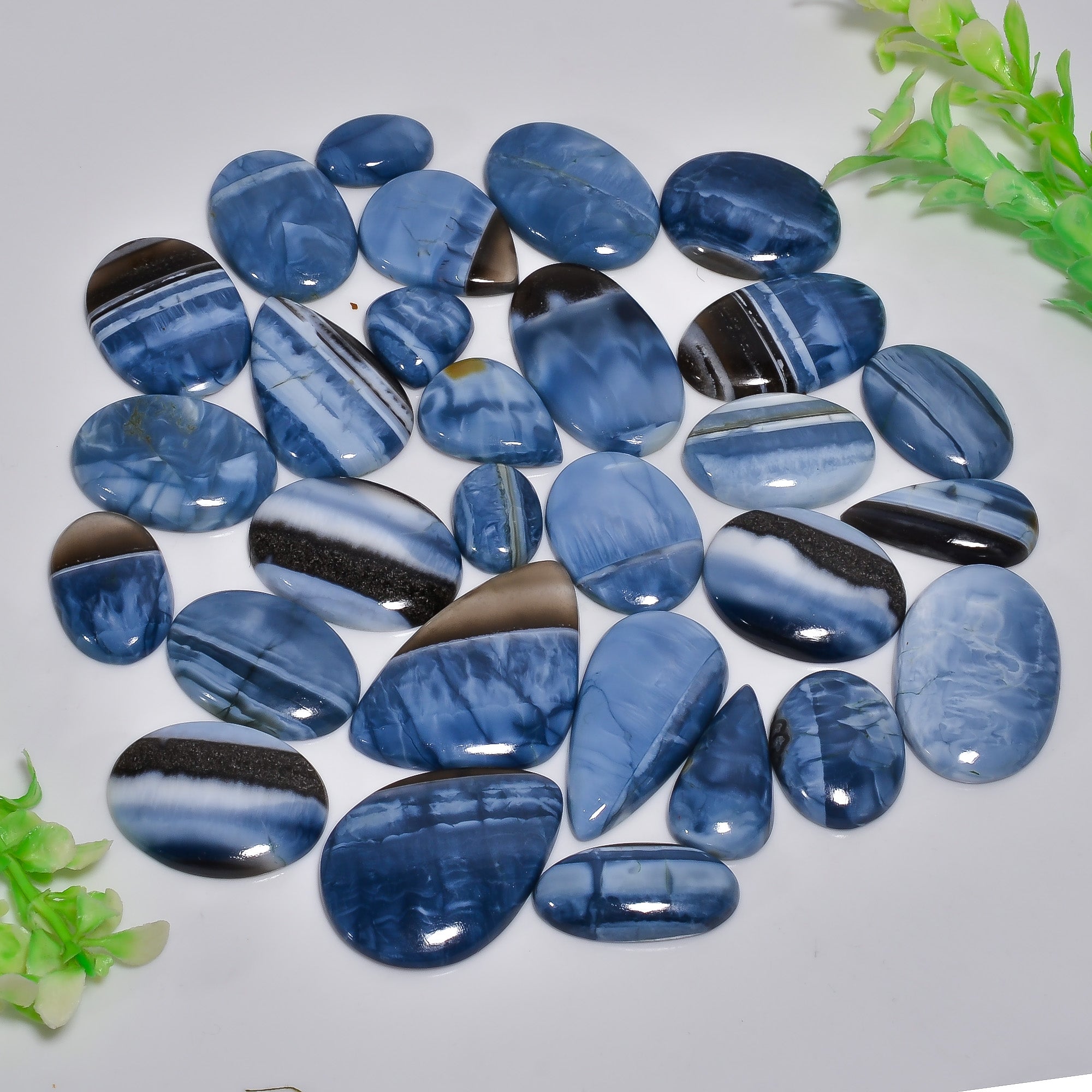Natural Blue Opal Gemstone Cabochons - Bulk Wholesale Lot for Jewelers | Thewholesalegemstone