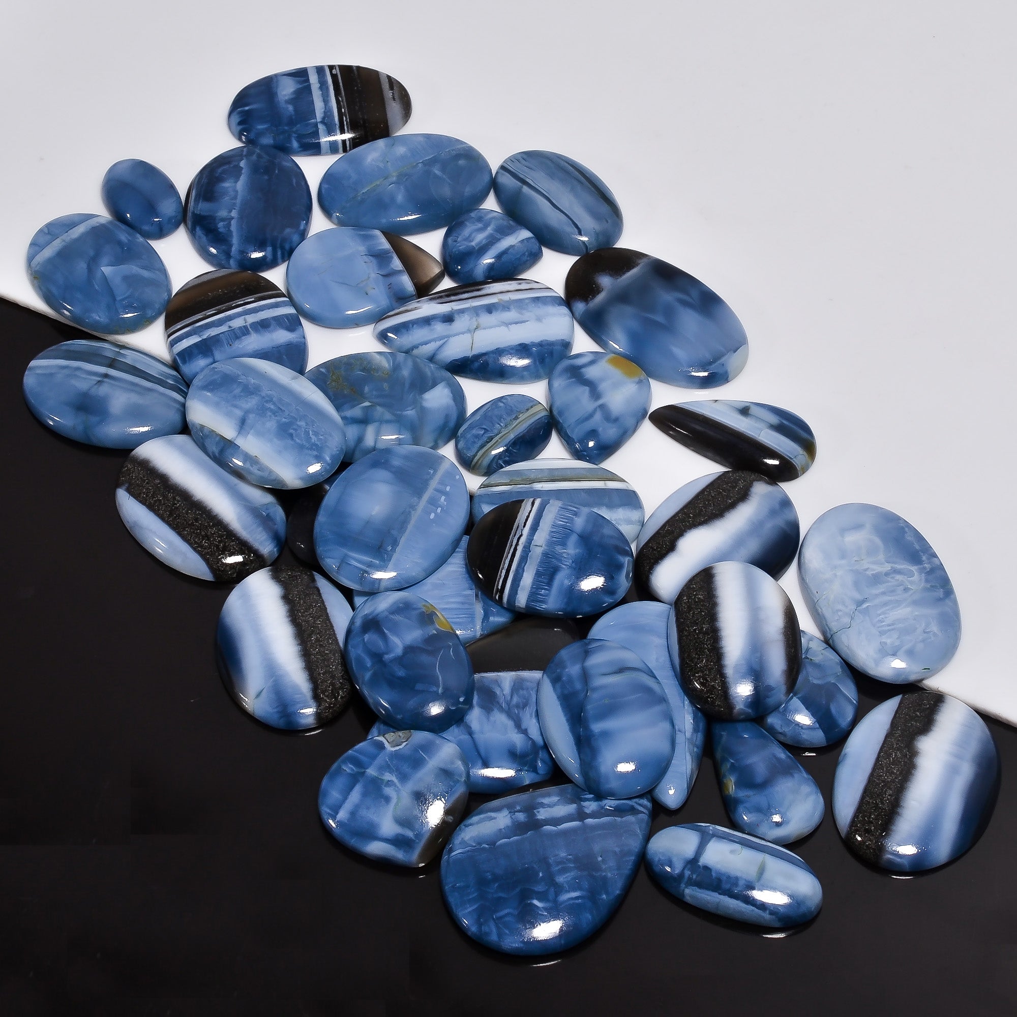 Natural Blue Opal Gemstone Cabochons - Bulk Wholesale Lot for Jewelers | Thewholesalegemstone