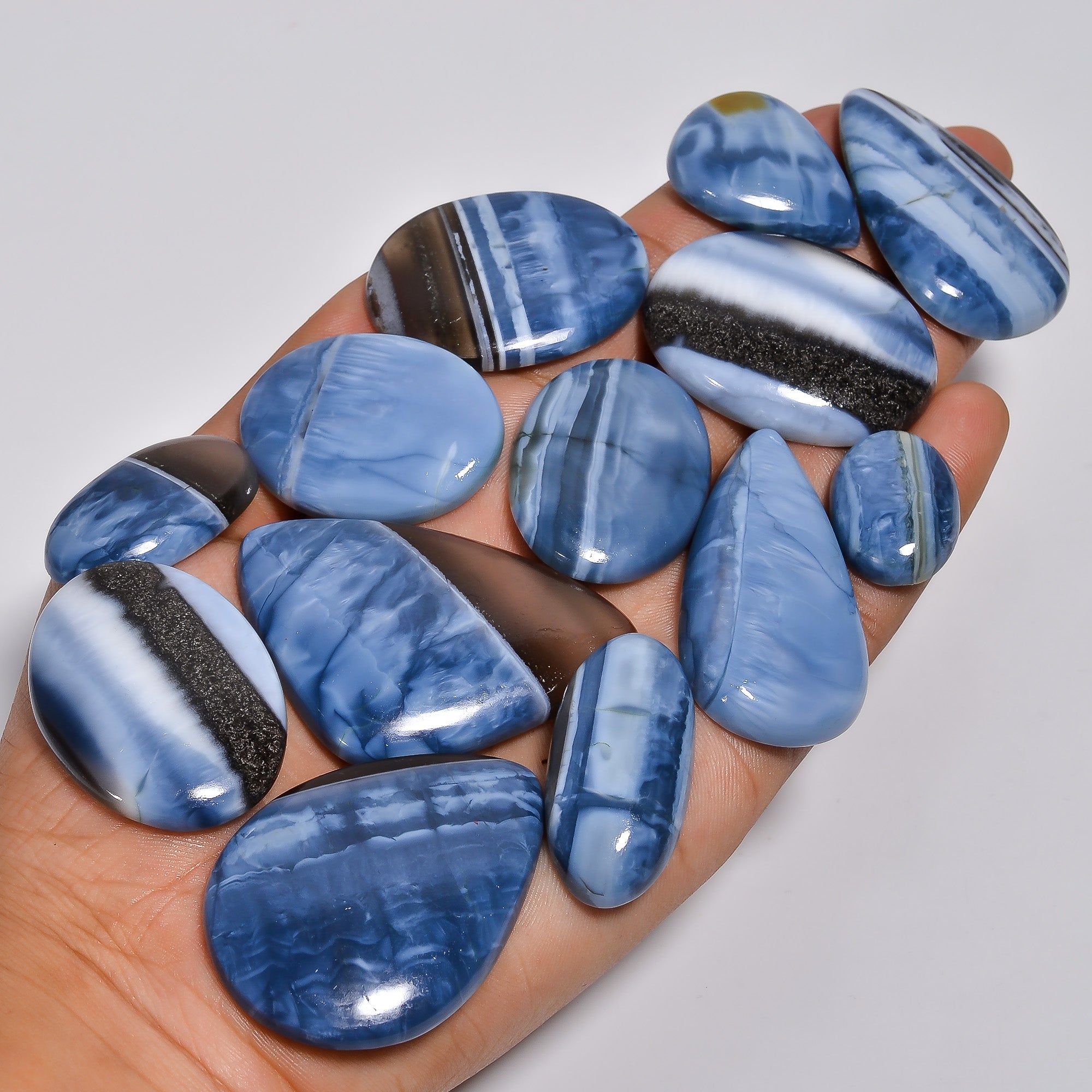 Natural Blue Opal Gemstone Cabochons - Bulk Wholesale Lot for Jewelers | Thewholesalegemstone
