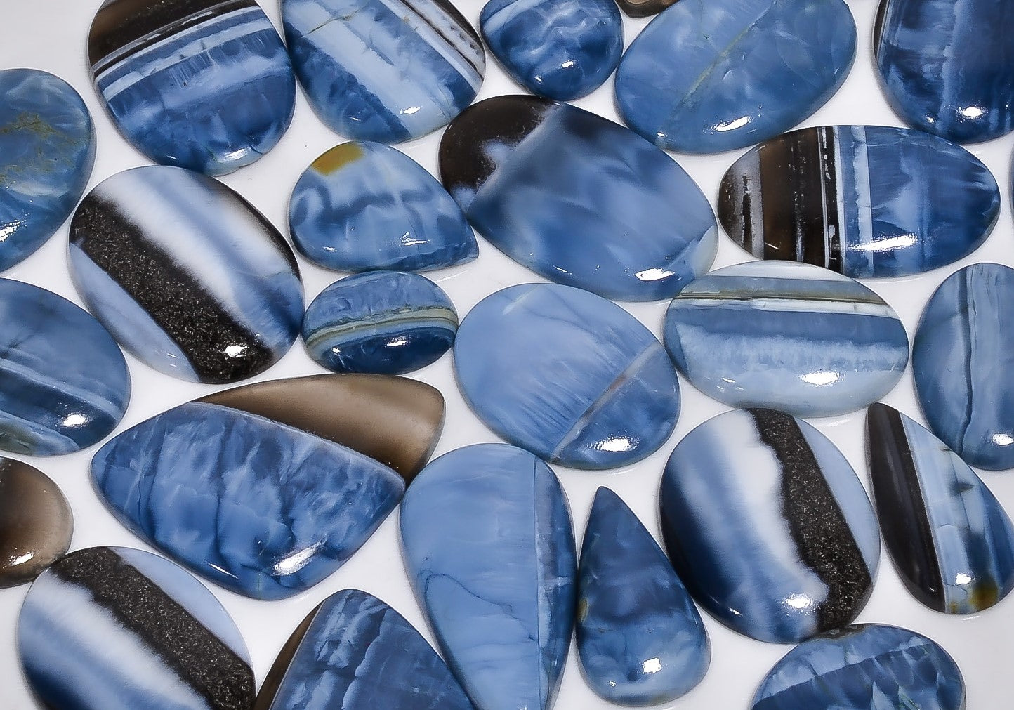 Natural Blue Opal Gemstone Cabochons - Bulk Wholesale Lot for Jewelers | Thewholesalegemstone