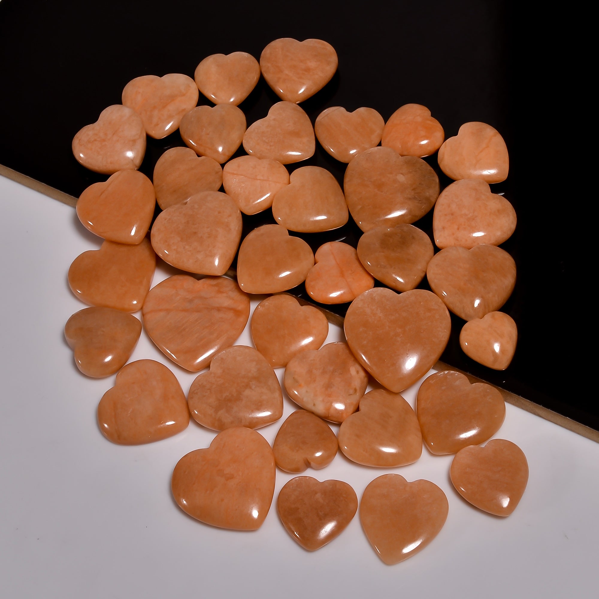 Genuine Natural Peach Amazonite Heart Cabochon Stones – Perfect for Handmade Jewelry