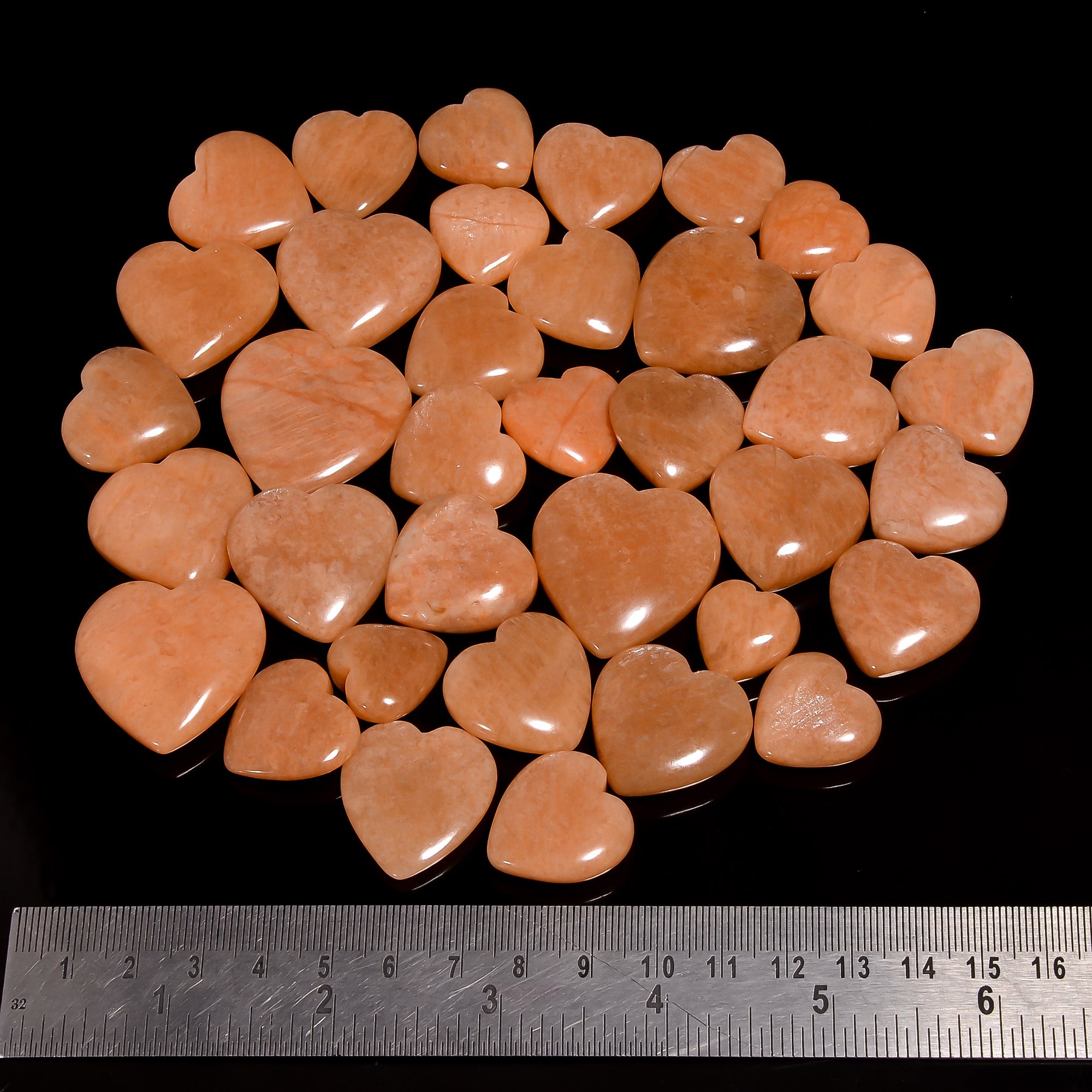 Genuine Natural Peach Amazonite Heart Cabochon Stones – Perfect for Handmade Jewelry