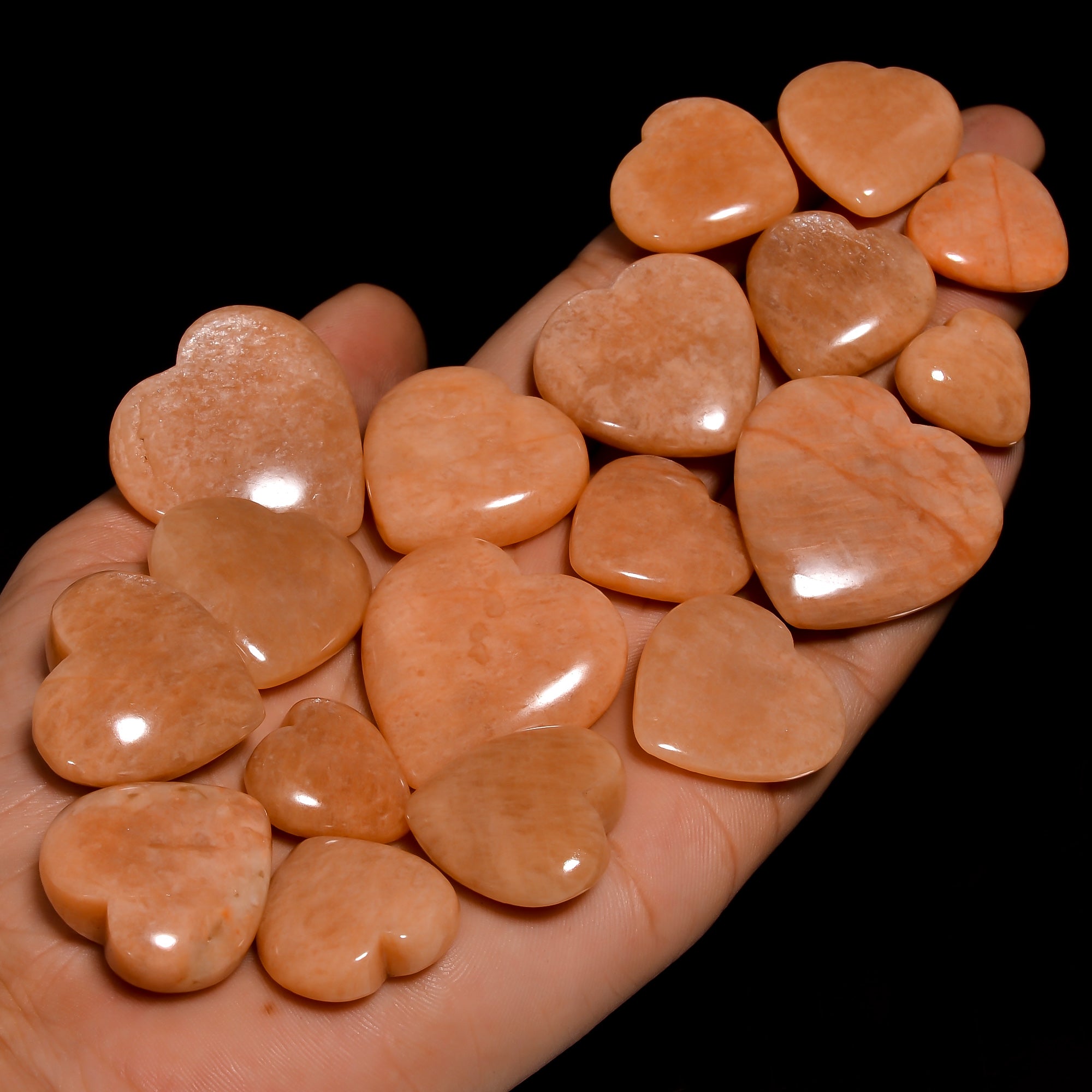 Genuine Natural Peach Amazonite Heart Cabochon Stones – Perfect for Handmade Jewelry