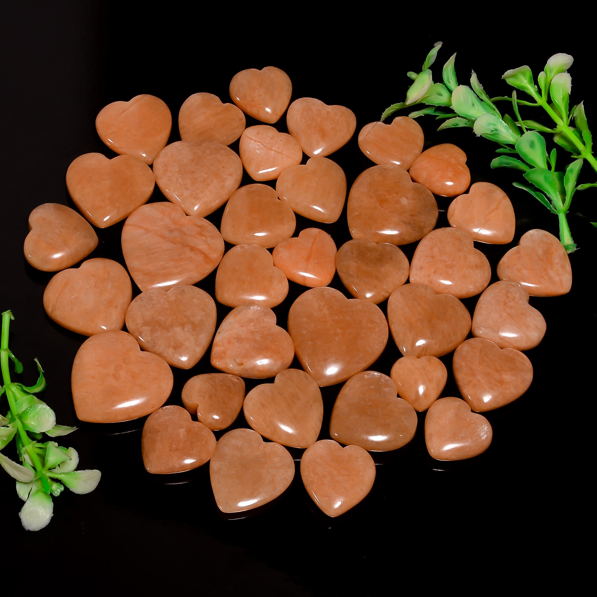 Genuine Natural Peach Amazonite Heart Cabochon Stones – Perfect for Handmade Jewelry