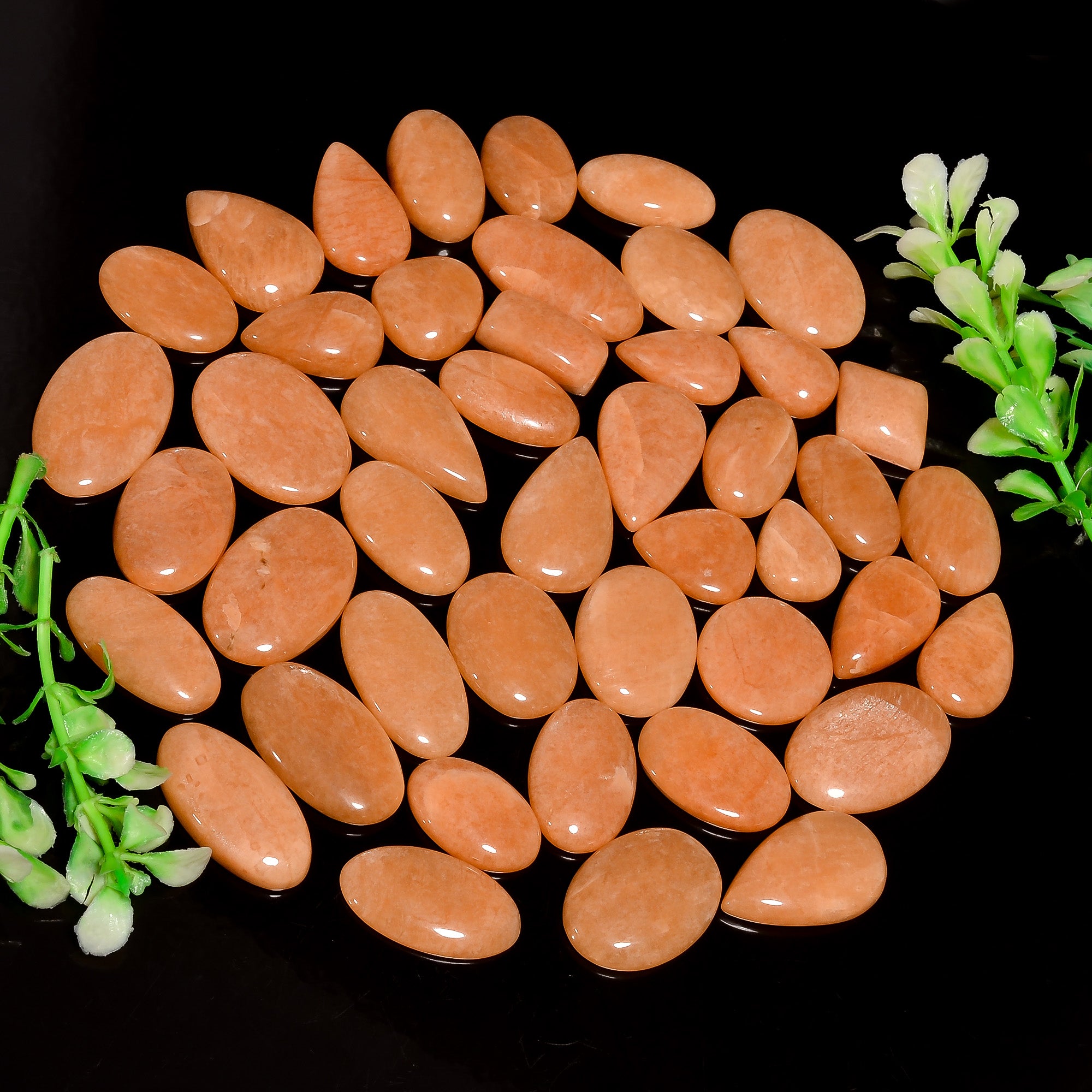 Polished Natural  Peach Amazonite  Cabochons – Mixed Sizes Wholesale Gemstone Lot