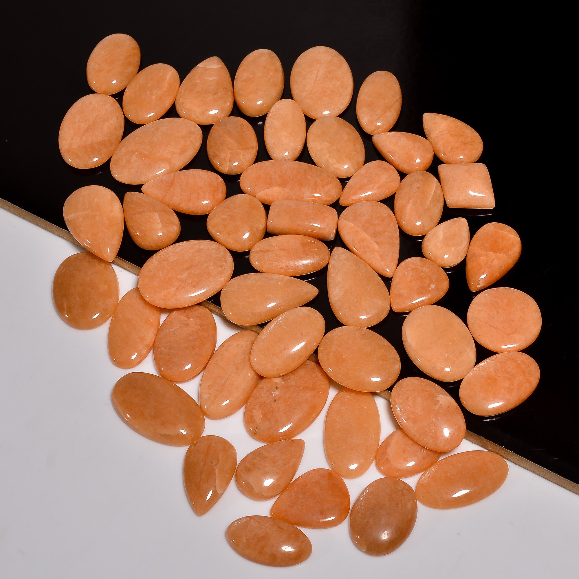 Polished Natural  Peach Amazonite  Cabochons – Mixed Sizes Wholesale Gemstone Lot