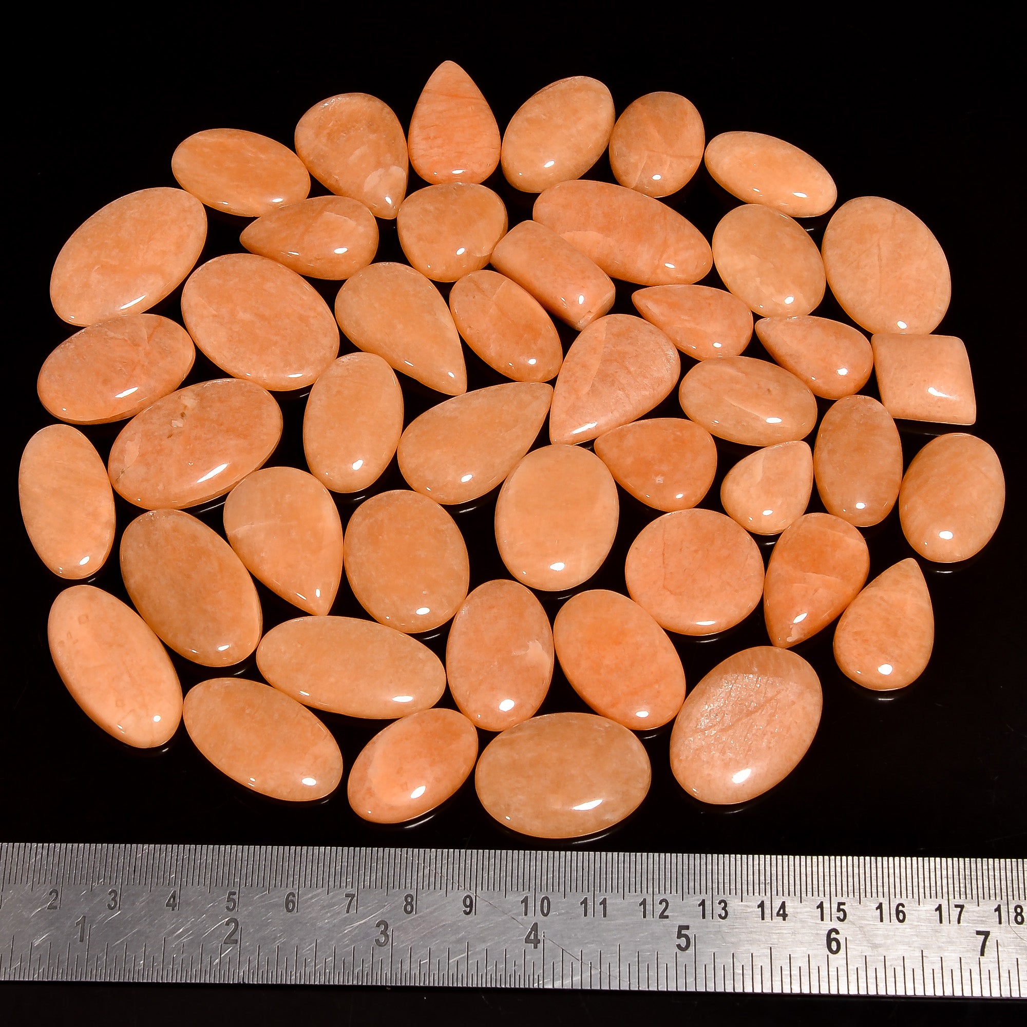 Polished Natural  Peach Amazonite  Cabochons – Mixed Sizes Wholesale Gemstone Lot