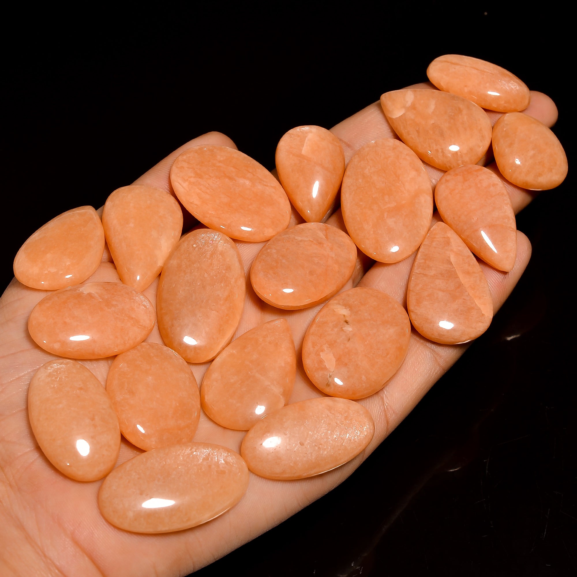 Polished Natural  Peach Amazonite  Cabochons – Mixed Sizes Wholesale Gemstone Lot