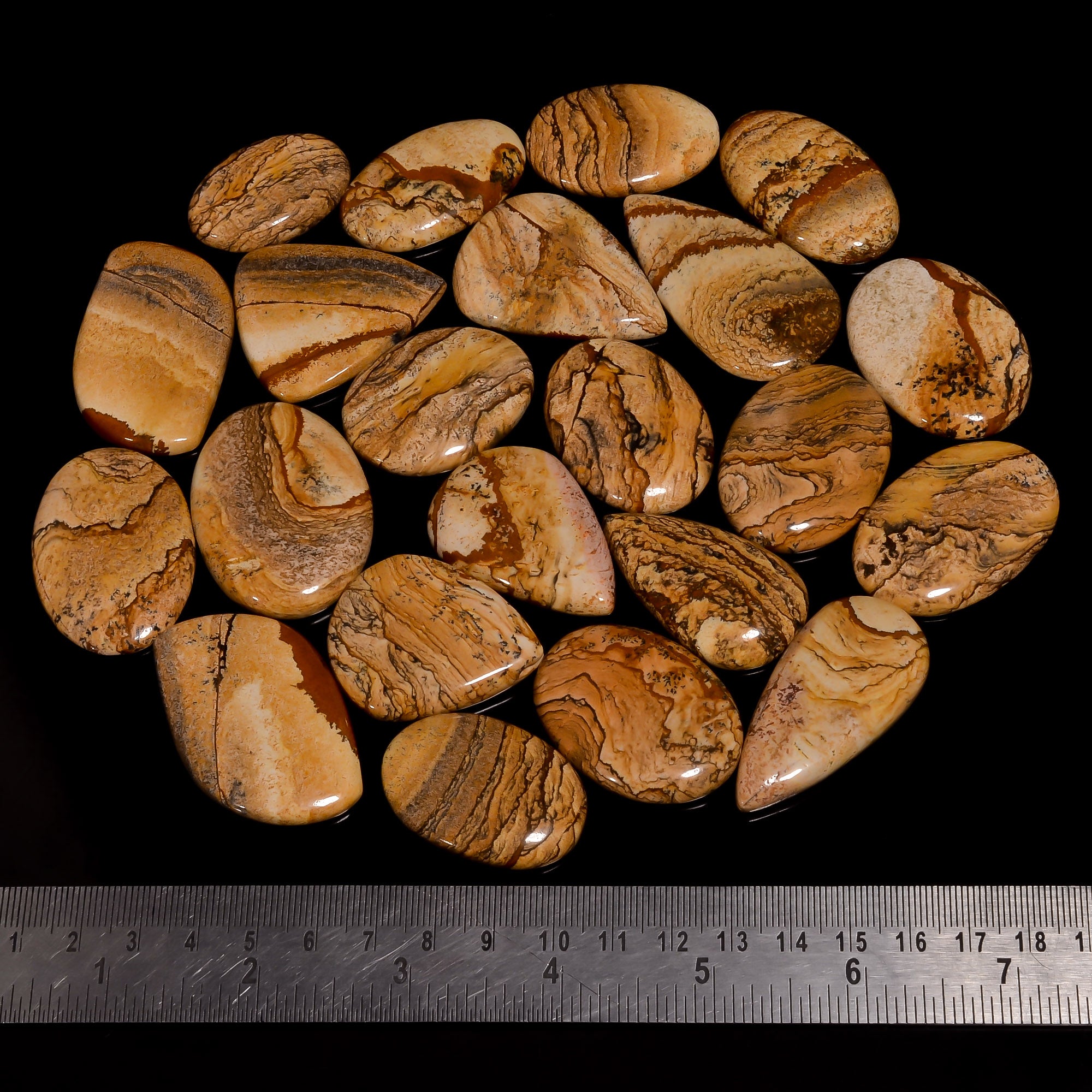 Wholesale Natural Picture Jasper Cabochons – Bulk Gemstone Lot for Jewelry Designers