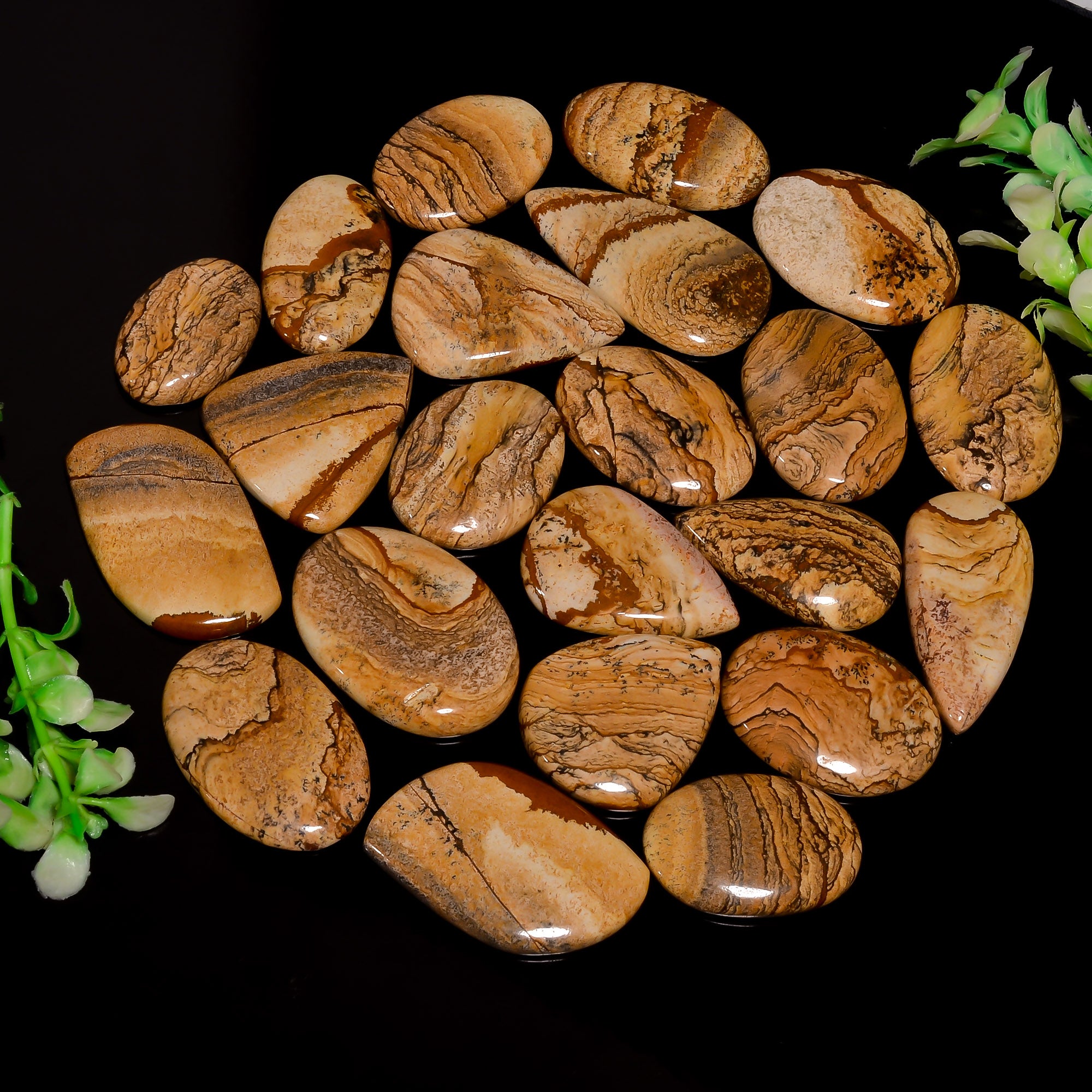 Wholesale Natural Picture Jasper Cabochons – Bulk Gemstone Lot for Jewelry Designers