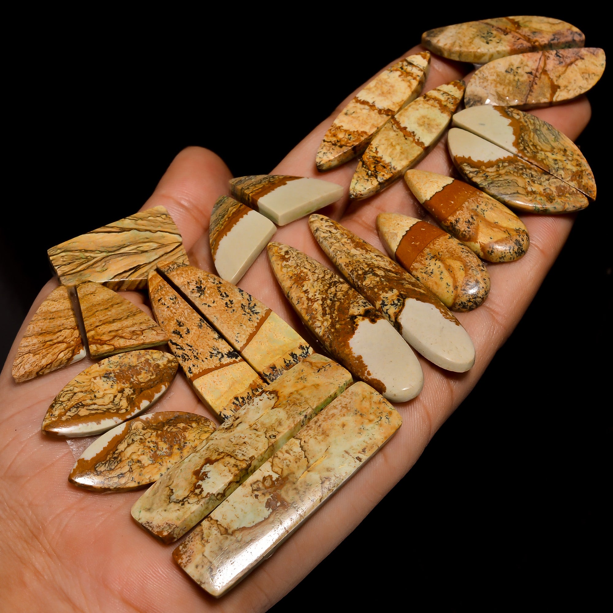 Wholesale Natural Picture Jasper Pair Lot – Bulk Gemstone Lot for Jewelry Designers (Copy)