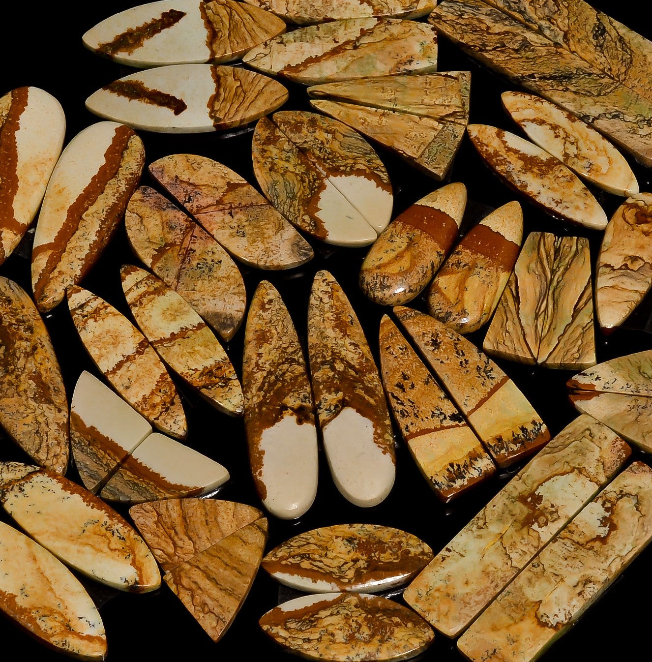 Wholesale Natural Picture Jasper Pair Lot – Bulk Gemstone Lot for Jewelry Designers (Copy)