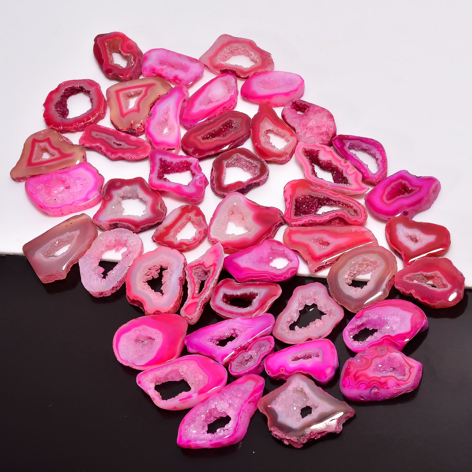 Natural Pink Botswana Agate Druzy Lot – Wholesale Gemstones for Craft & Jewelry Supply