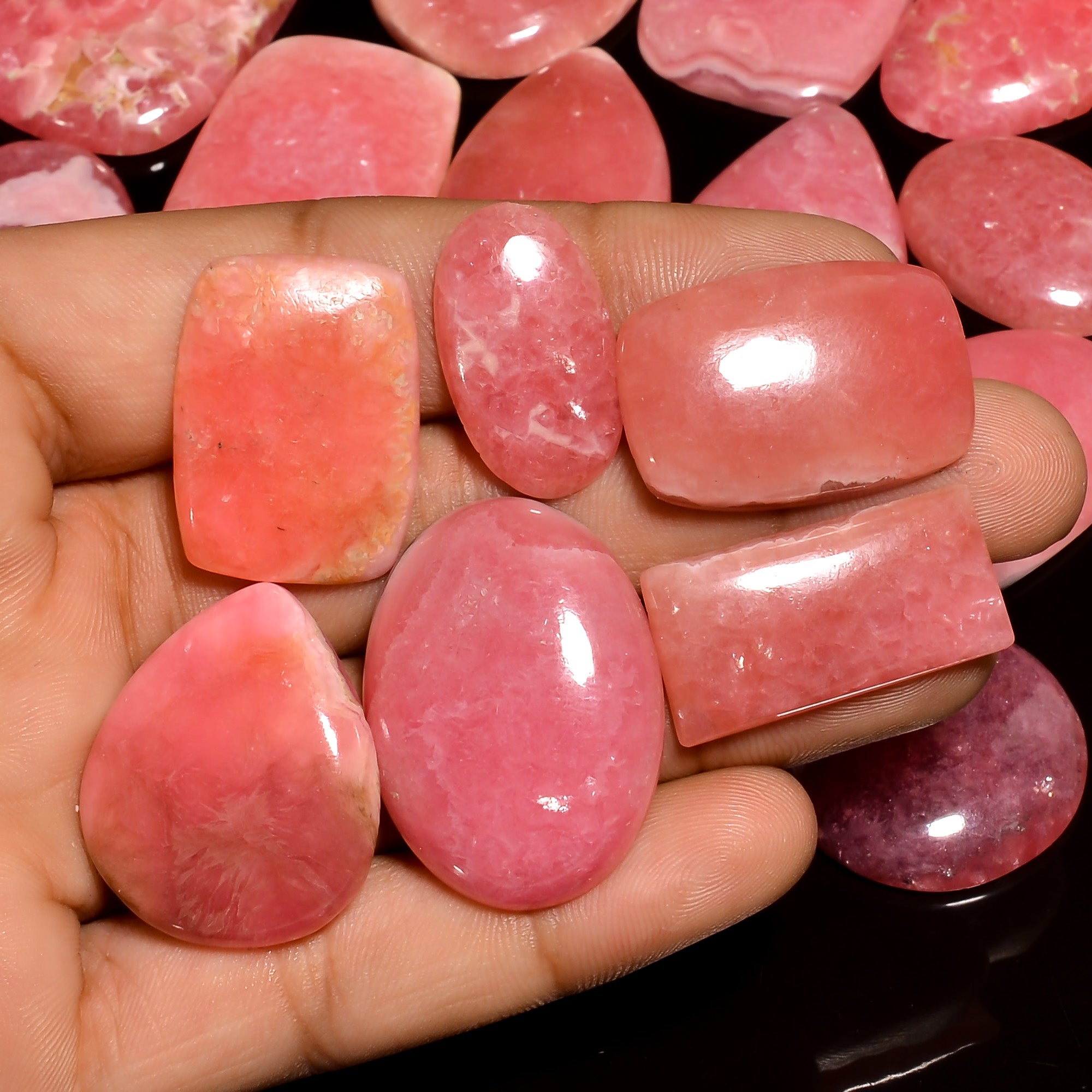 Bulk Natural Pink Thulite Cabochon Lot – Wholesale Gemstones for Craft & Jewelry Supply