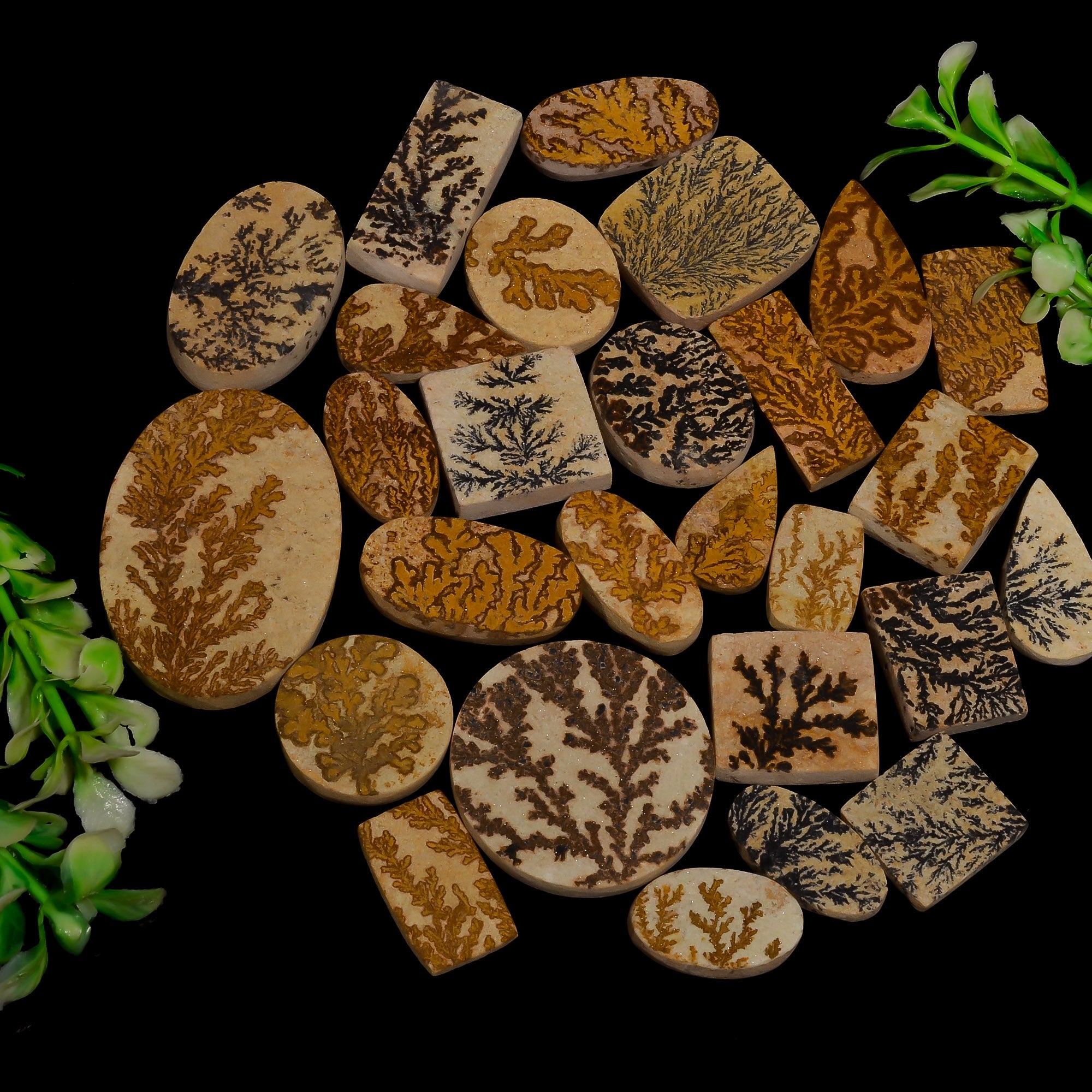 Wholesale Psilomelane Dendrite Cabochons – Bulk Gemstone Lot for Jewelry Supply Stores