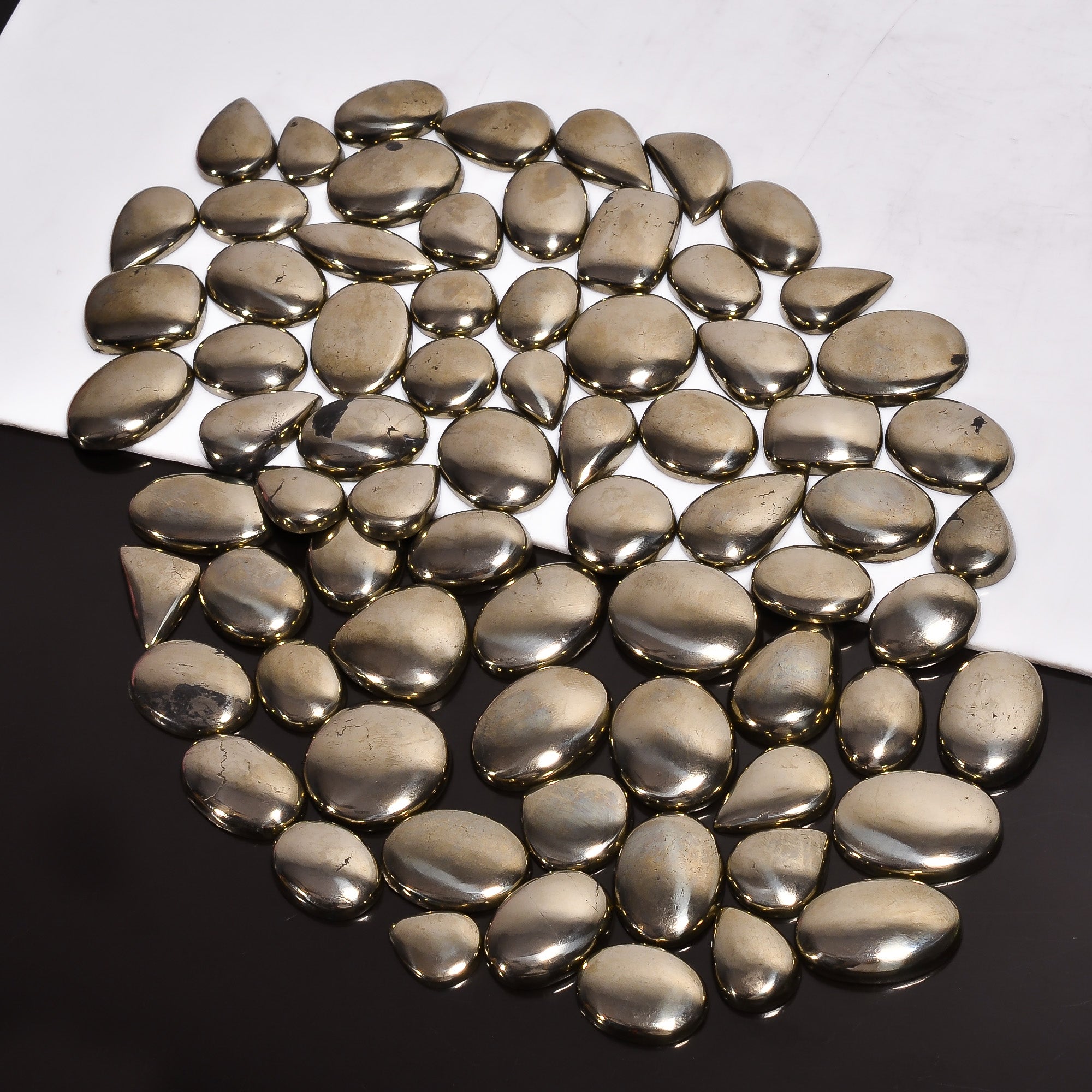 Natural Pyrite Cabochon Wholesale Lot – Polished Gemstones for Designers