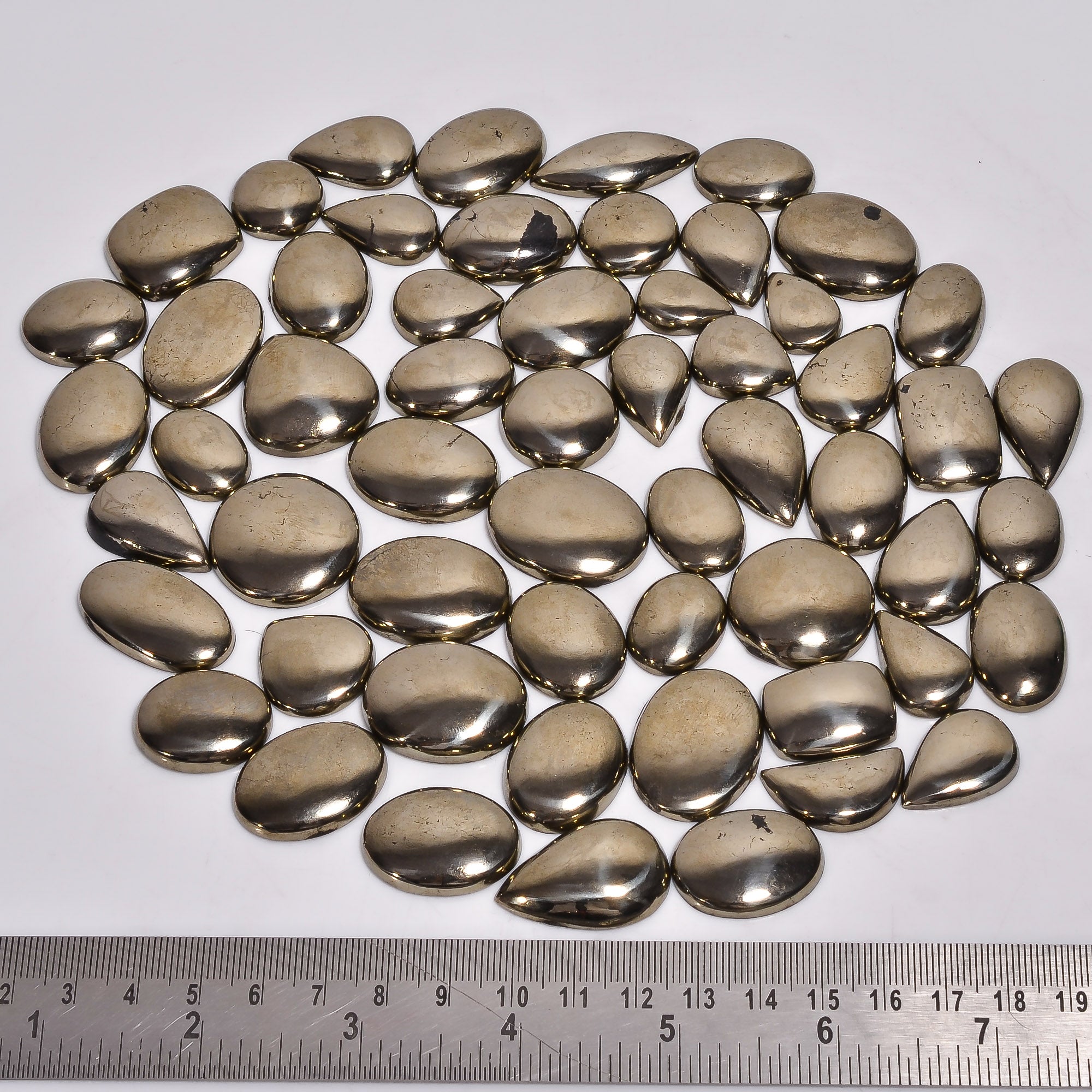 Natural Pyrite Cabochon Wholesale Lot – Polished Gemstones for Designers