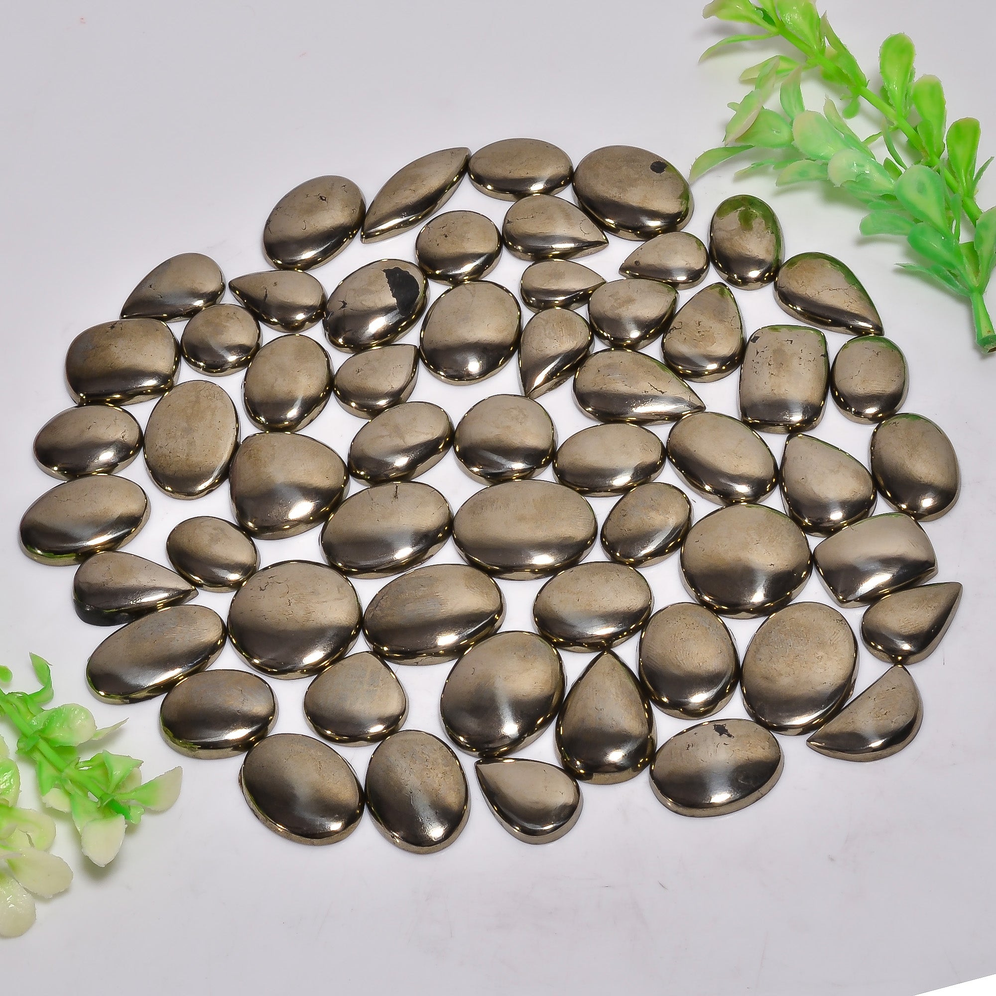 Natural Pyrite Cabochon Wholesale Lot – Polished Gemstones for Designers