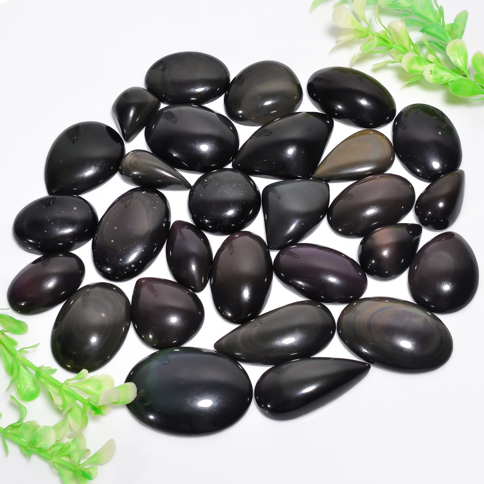 Natural Rainbow Eye Obsidian Cabochon Wholesale Lot – Polished Gemstones for Designers (Copy)