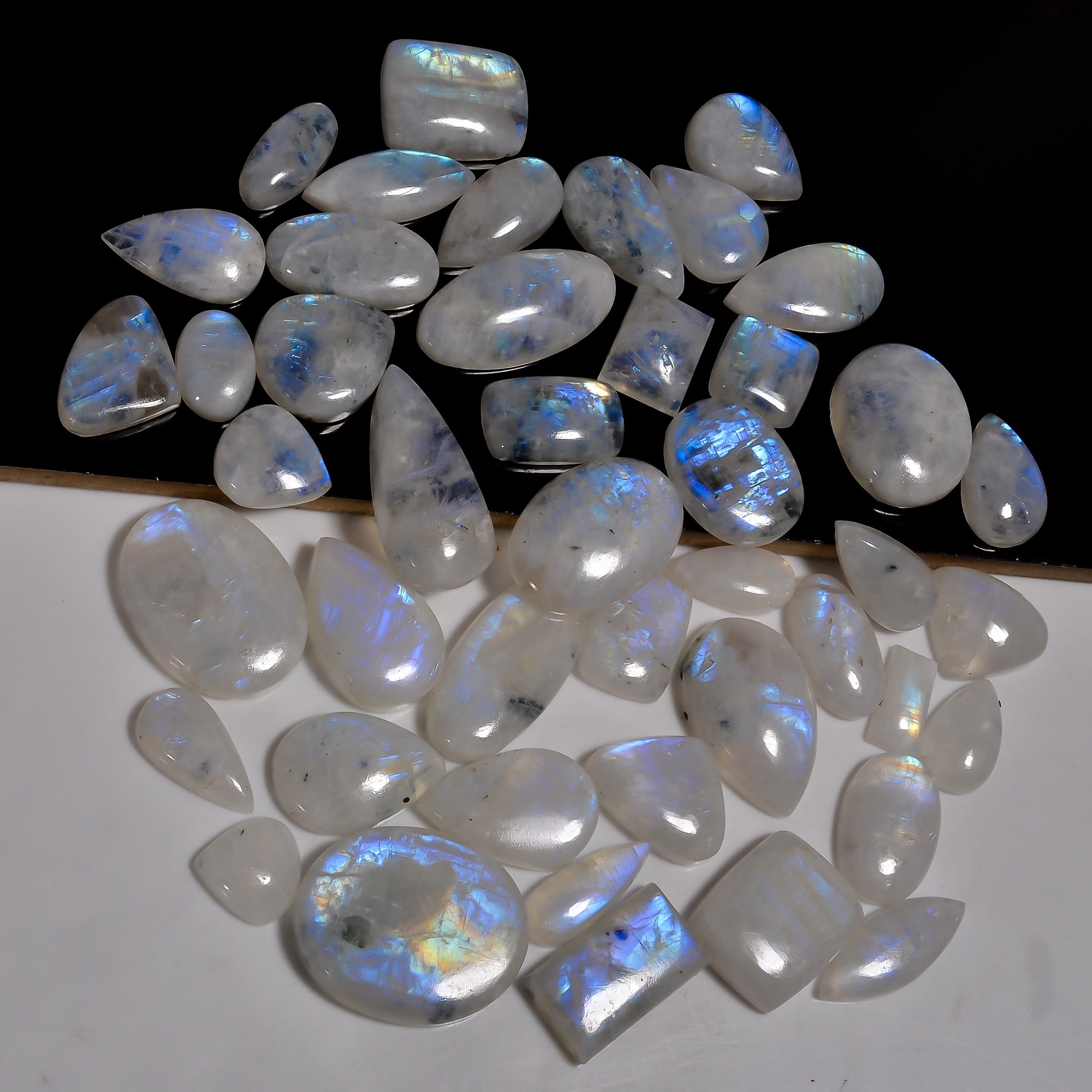 Natural Rainbow Moonstone  Cabochon Wholesale Lot – Polished Gemstones for Designers (Copy) (Copy)